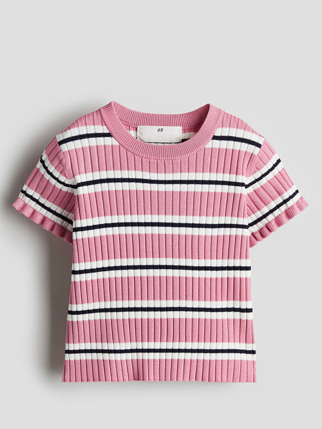 

H&M Girls Rib-Knit Top, Pink