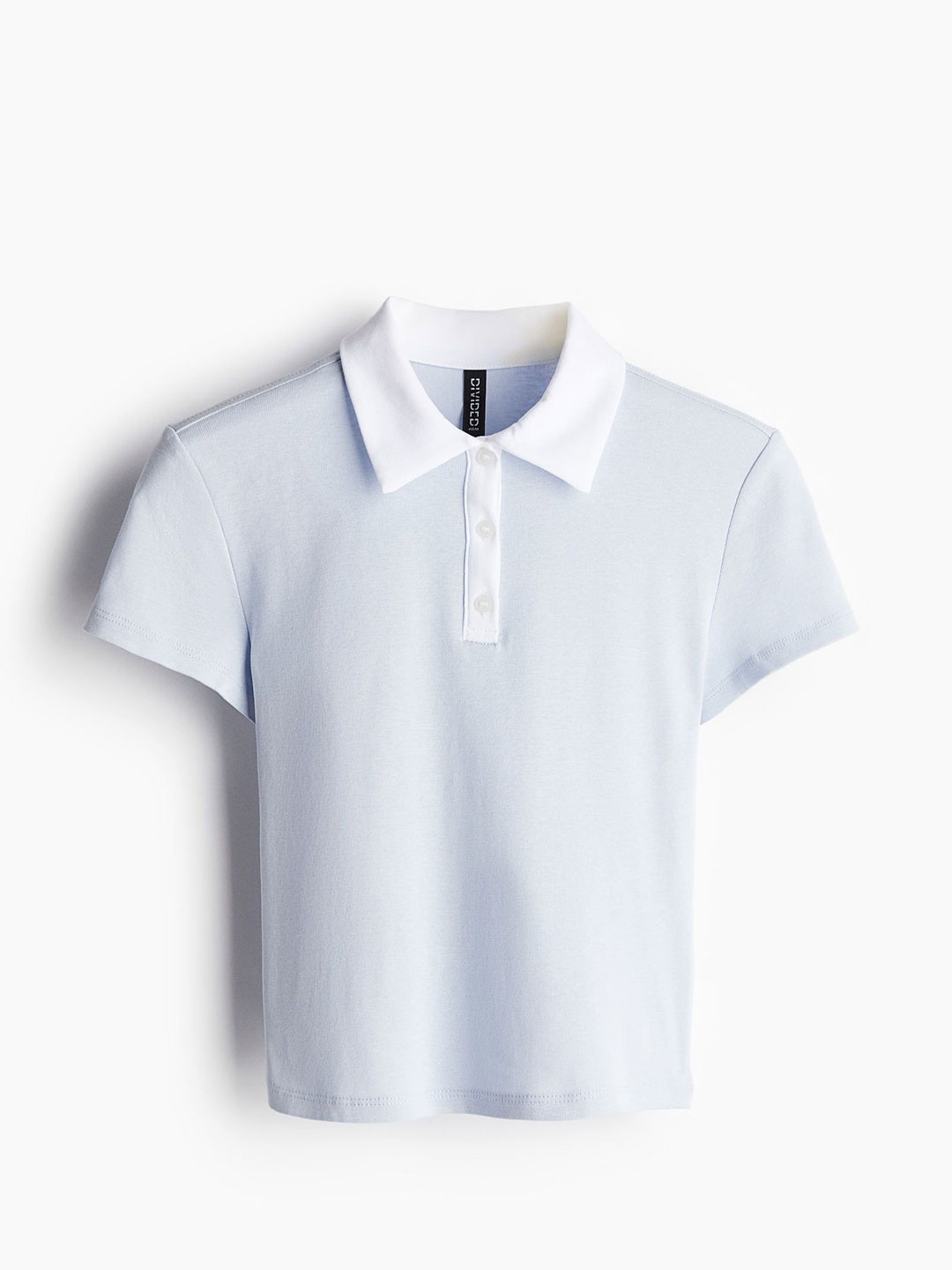 

H&M Cropped Polo Shirt, Blue