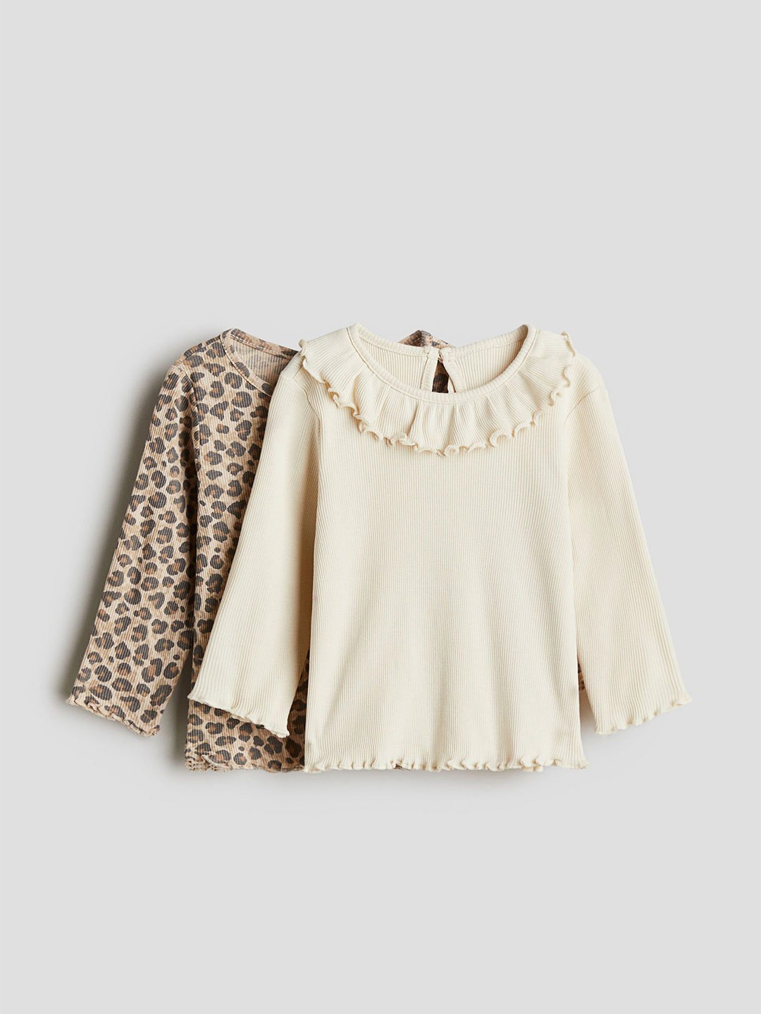 

H&M 2-Pack Ribbed Jersey Tops, Beige