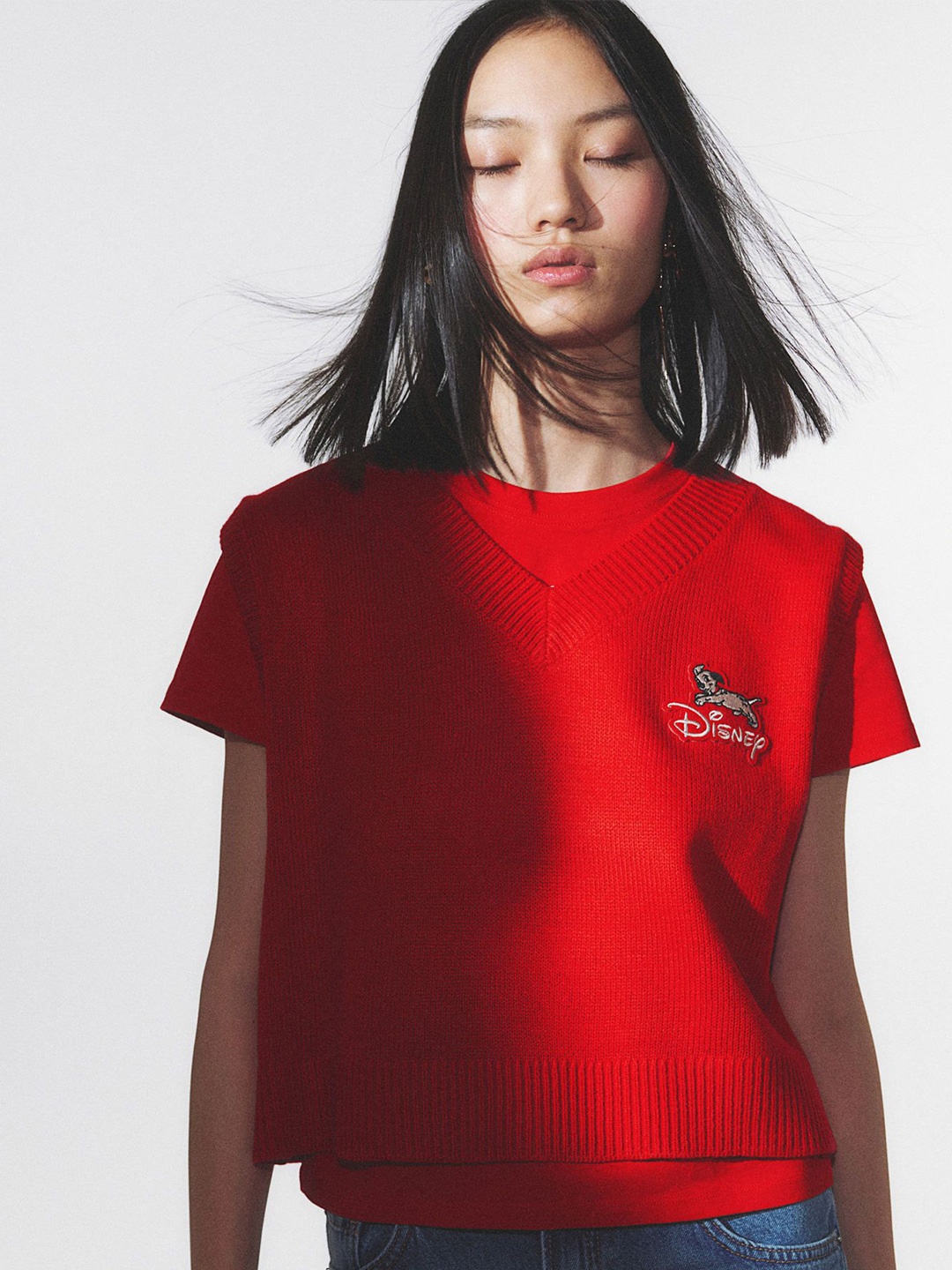 

H&M Appliqued Sweater Vest, Red