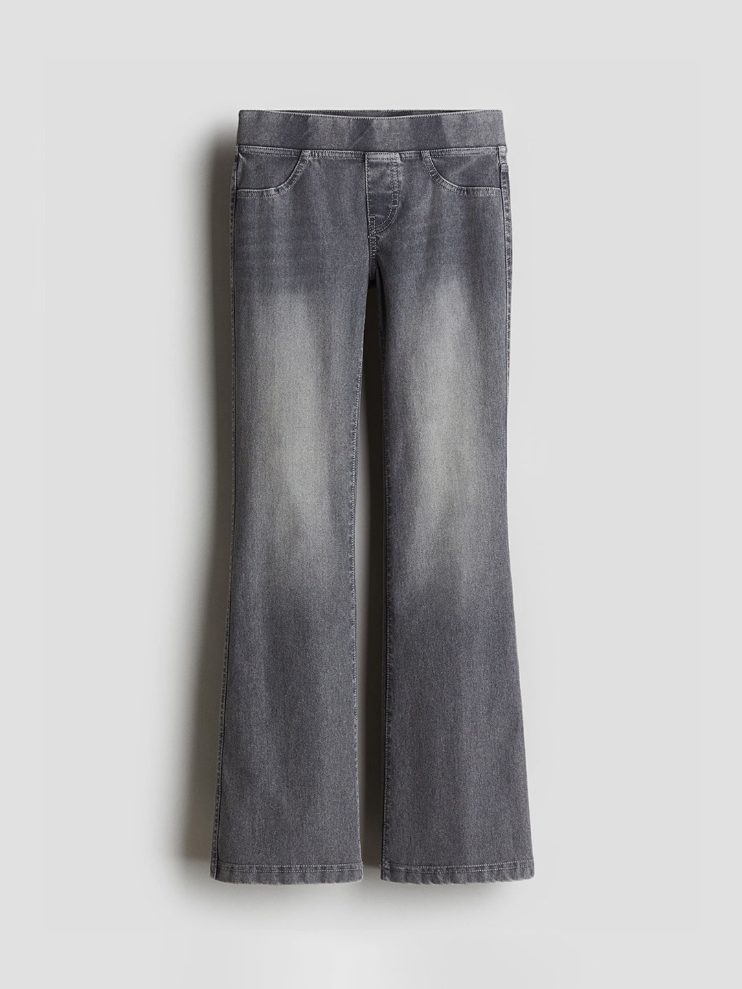 

H&M Flared Jersey Trousers, Grey