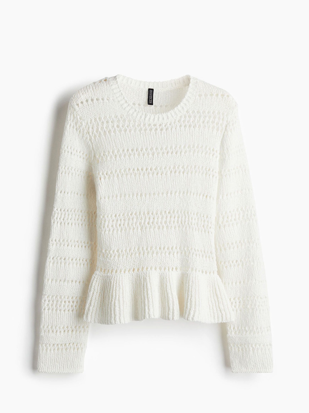 

H&M Pointelle-Knit Peplum Jumper, White