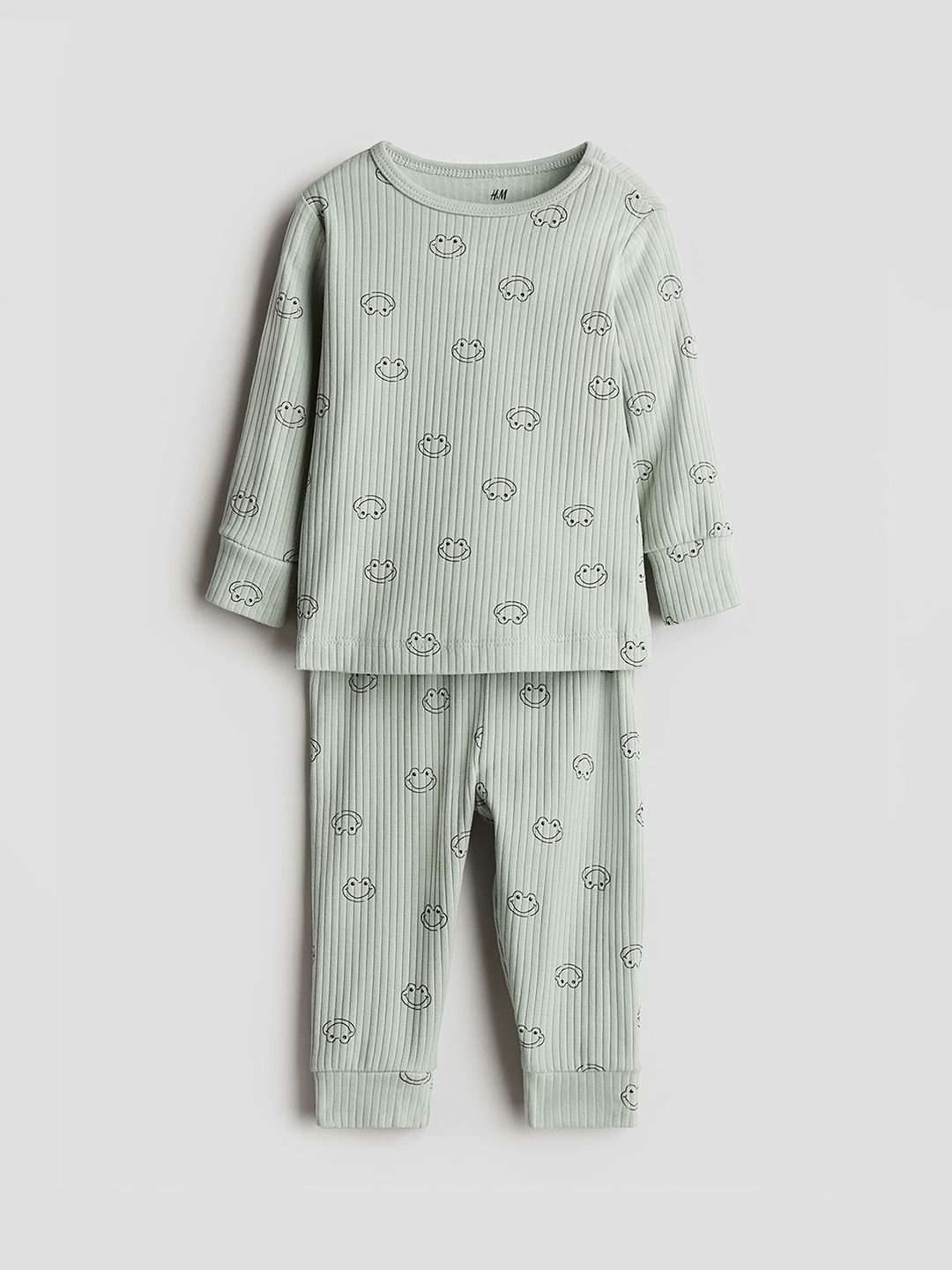 

H&M Boys Ribbed Cotton Set, Green