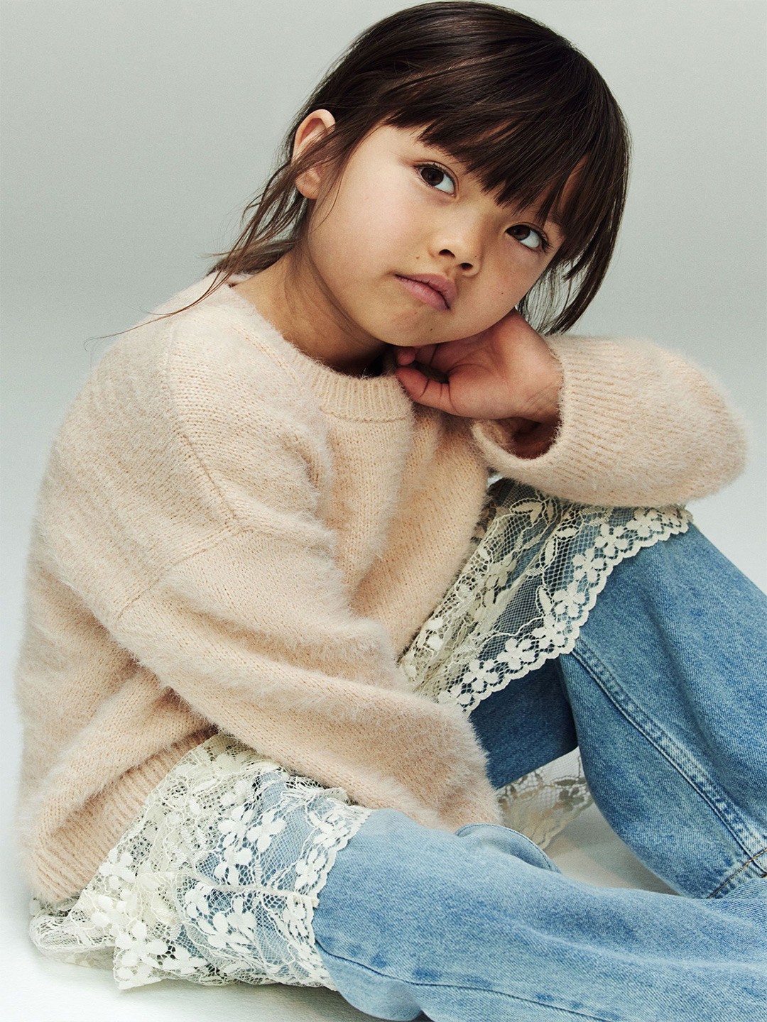 

H&M Brushed Fine-Knit Jumper, Beige