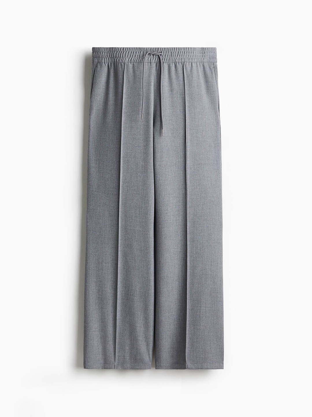 

H&M Women Crease-Leg Drawstring Trousers, Grey