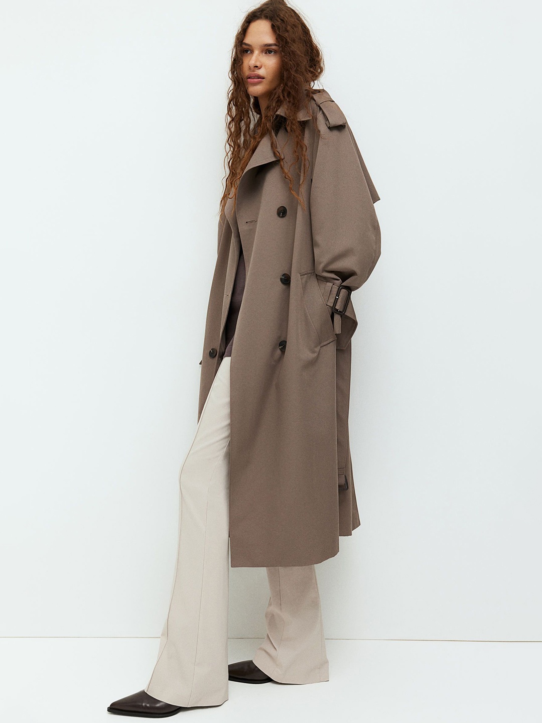 

H&M Women Flared Tailored Trousers, Beige