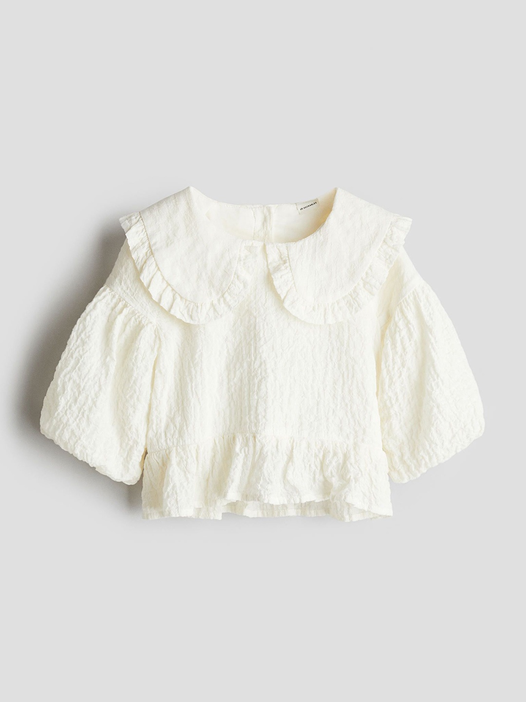 

H&M Girls Puff-Sleeve Seersucker Blouse, White