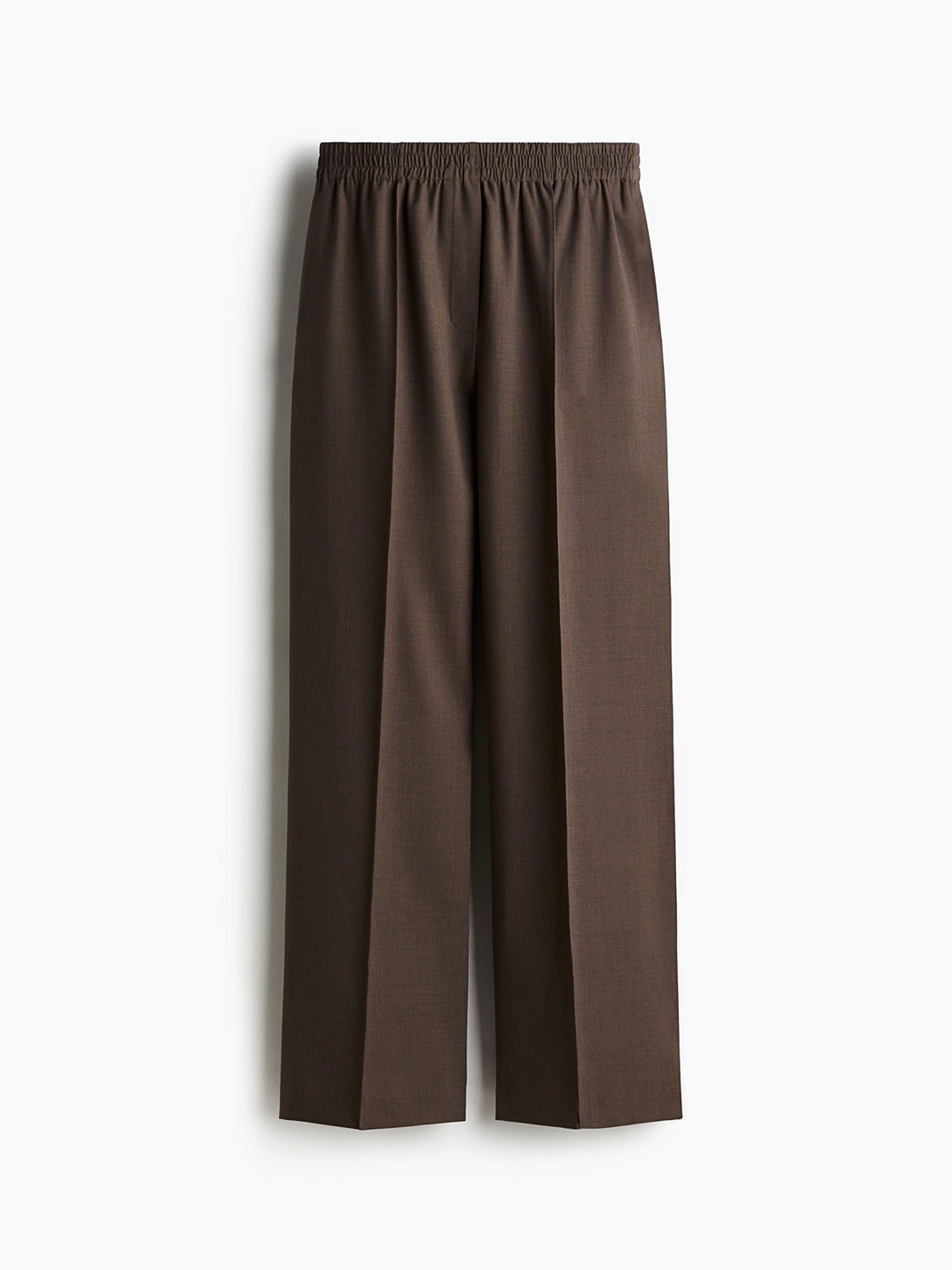 

H&M Women Wide Crease-Detail Trousers, Brown