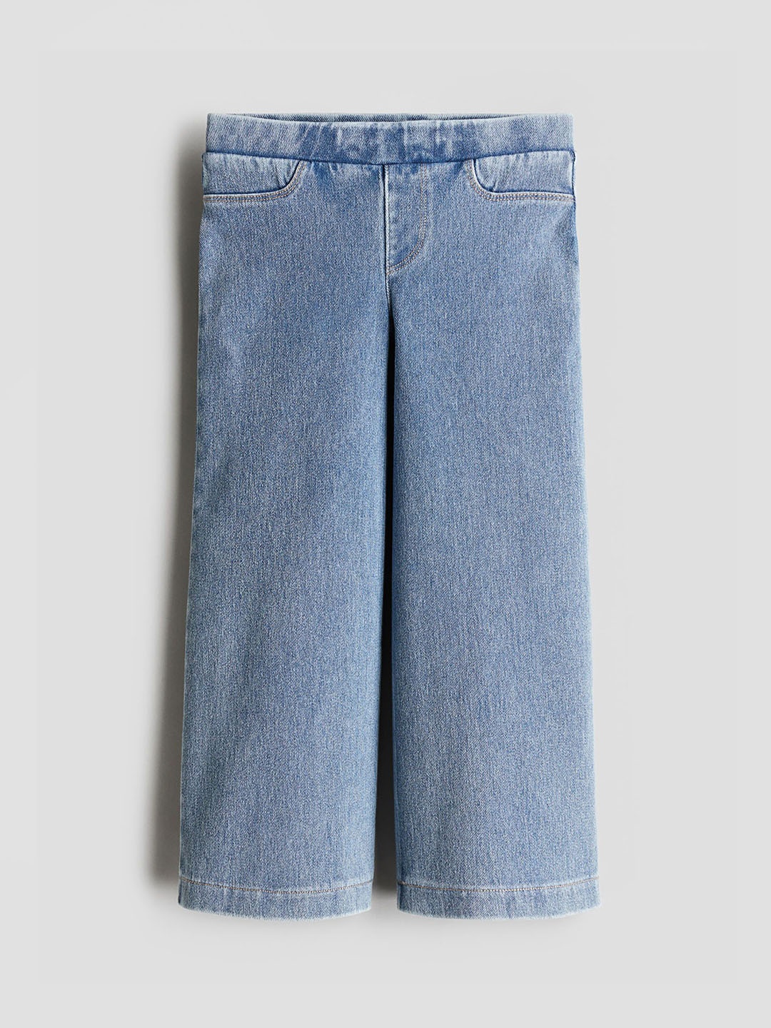 

H&M Wide Denim-Look Trousers, Blue