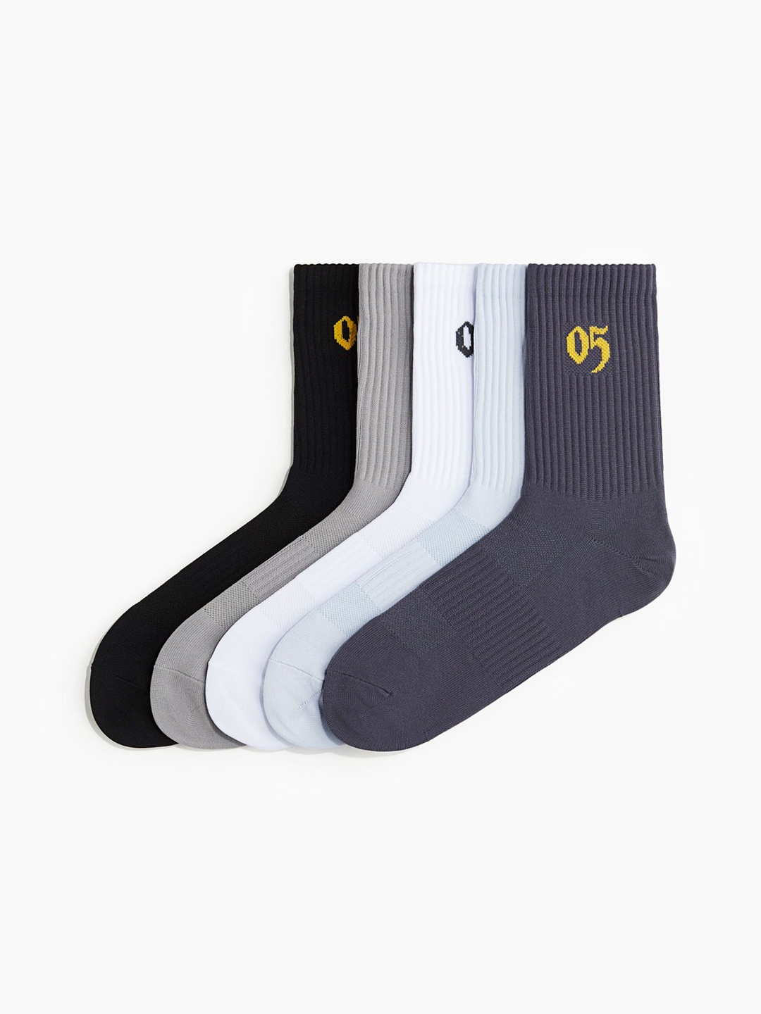 

H&M Men 5-Pack Sports Socks In DryMove, White