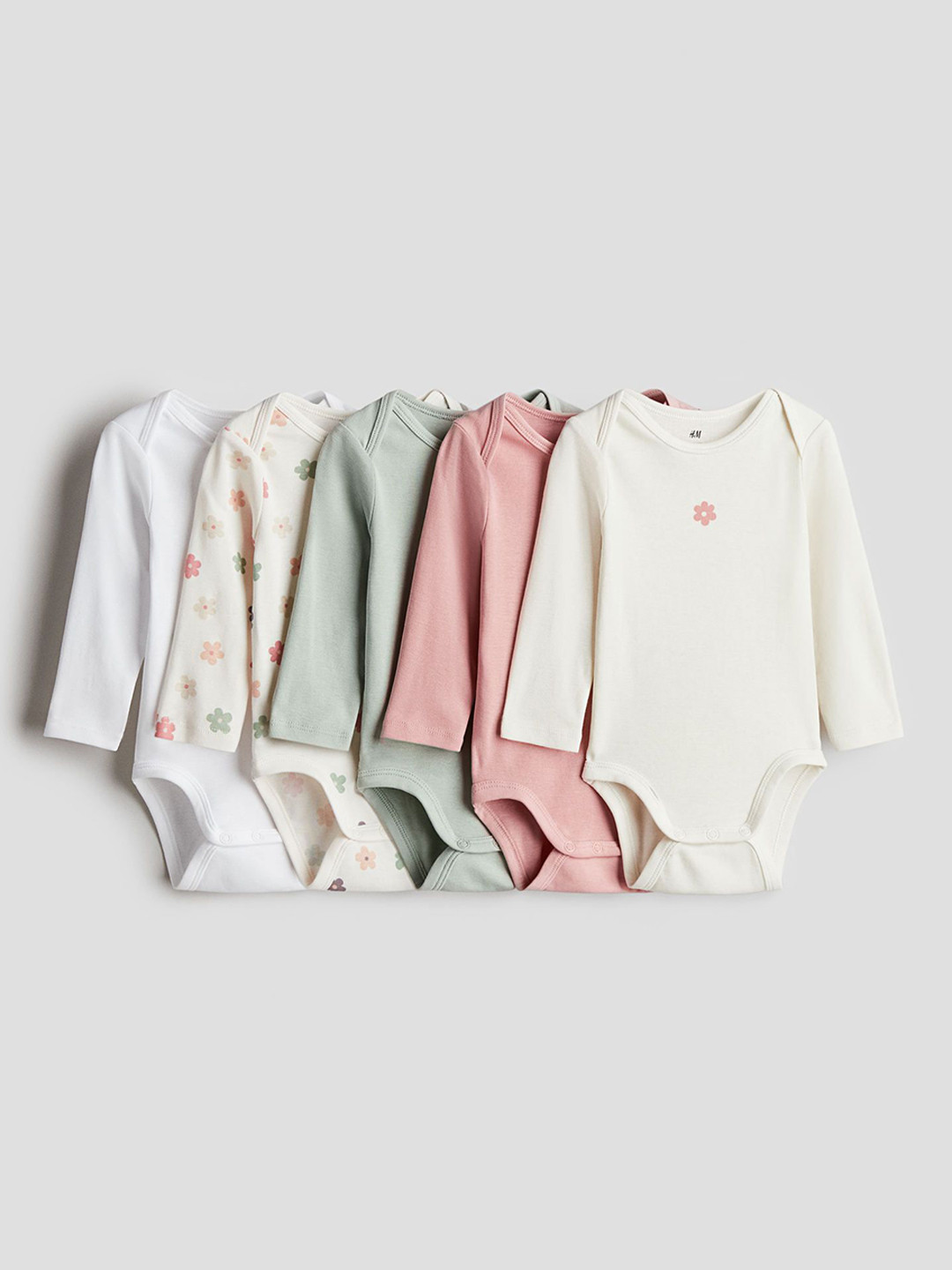 

H&M 5-Pack Long-Sleeved Bodysuits, White