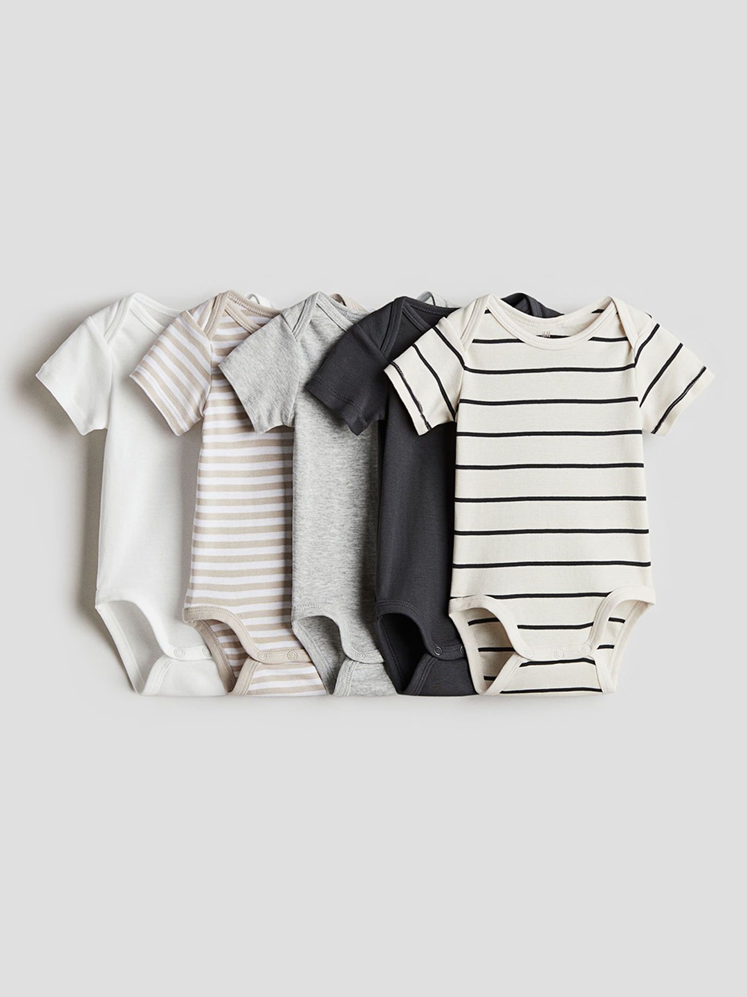 

H&M 5-Pack Cotton Bodysuits, Grey
