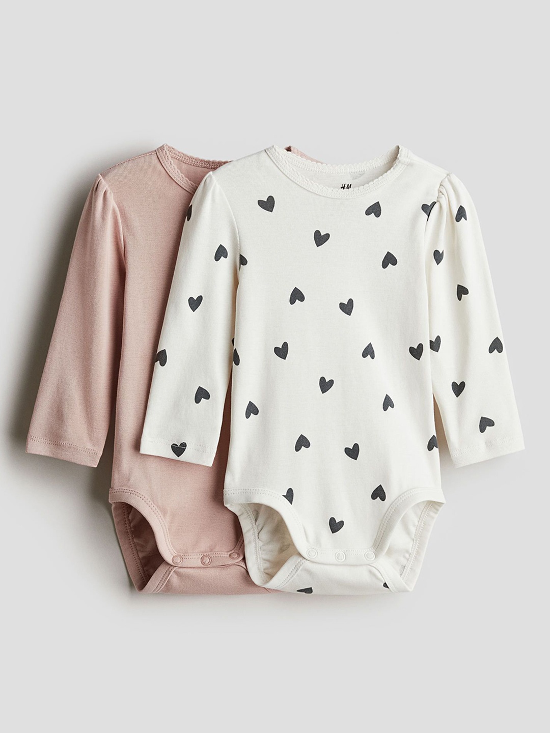 

H&M 2-Pack Long-Sleeved Bodysuits, Pink