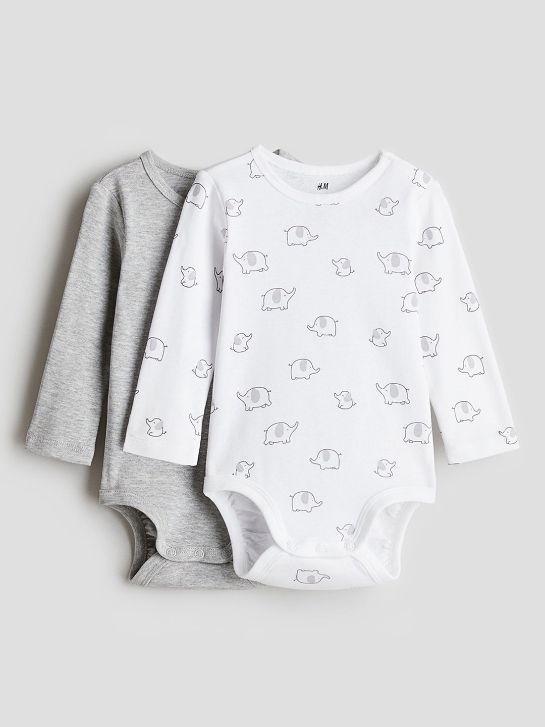 

H&M 2-Pack Long-Sleeved Bodysuits, Grey