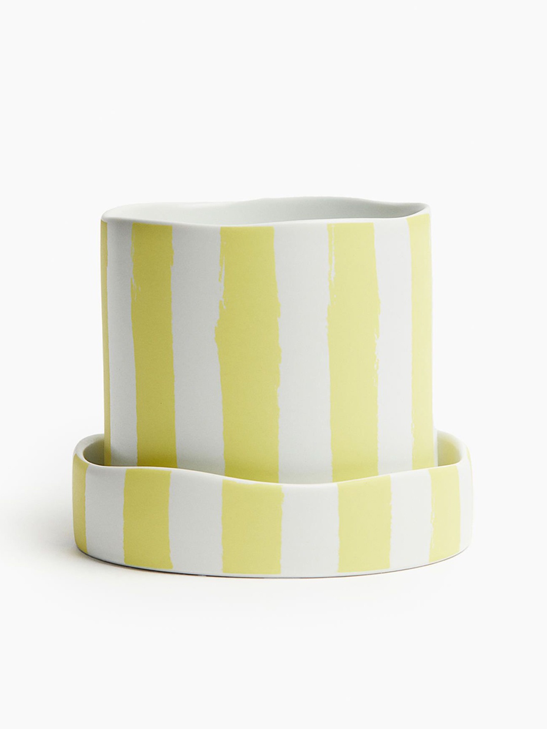 

H&M Yellow Patterned Plant Pot and Saucer