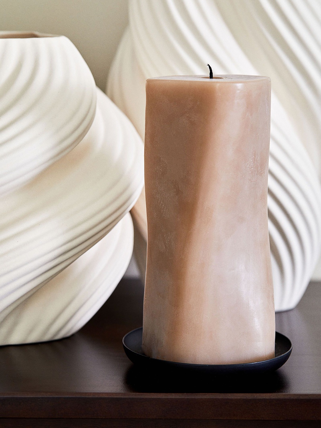 

H&M Brown Tall Asymmetric Pillar Candle