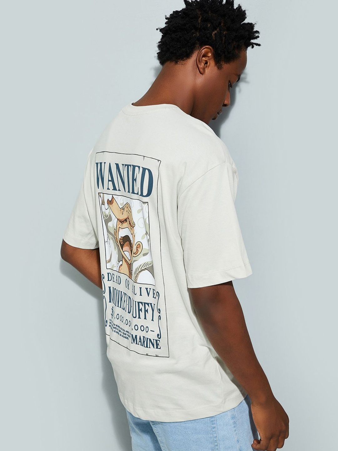 

MAX URB_N Men Oversized One Piece Printed T-shirt, Off white