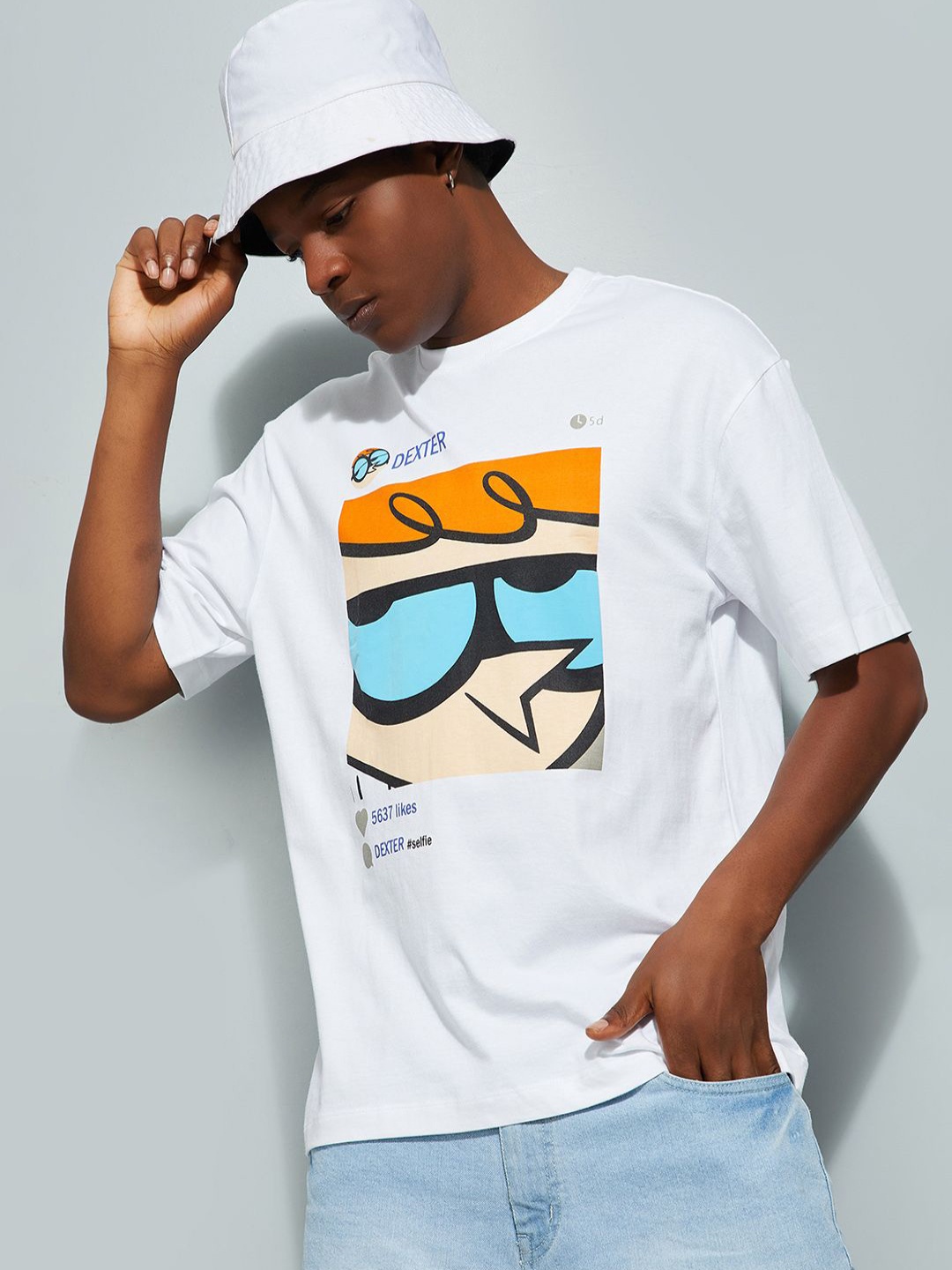 MAX URB_N Men Oversized Dexter Laboratory T-shirt, Off white