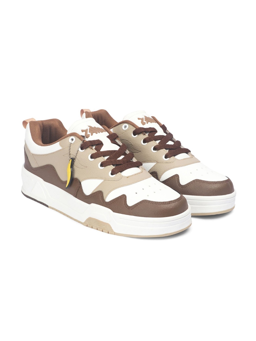 

ZAYDN Men Lace-Ups Colourblocked Sneakers, Brown