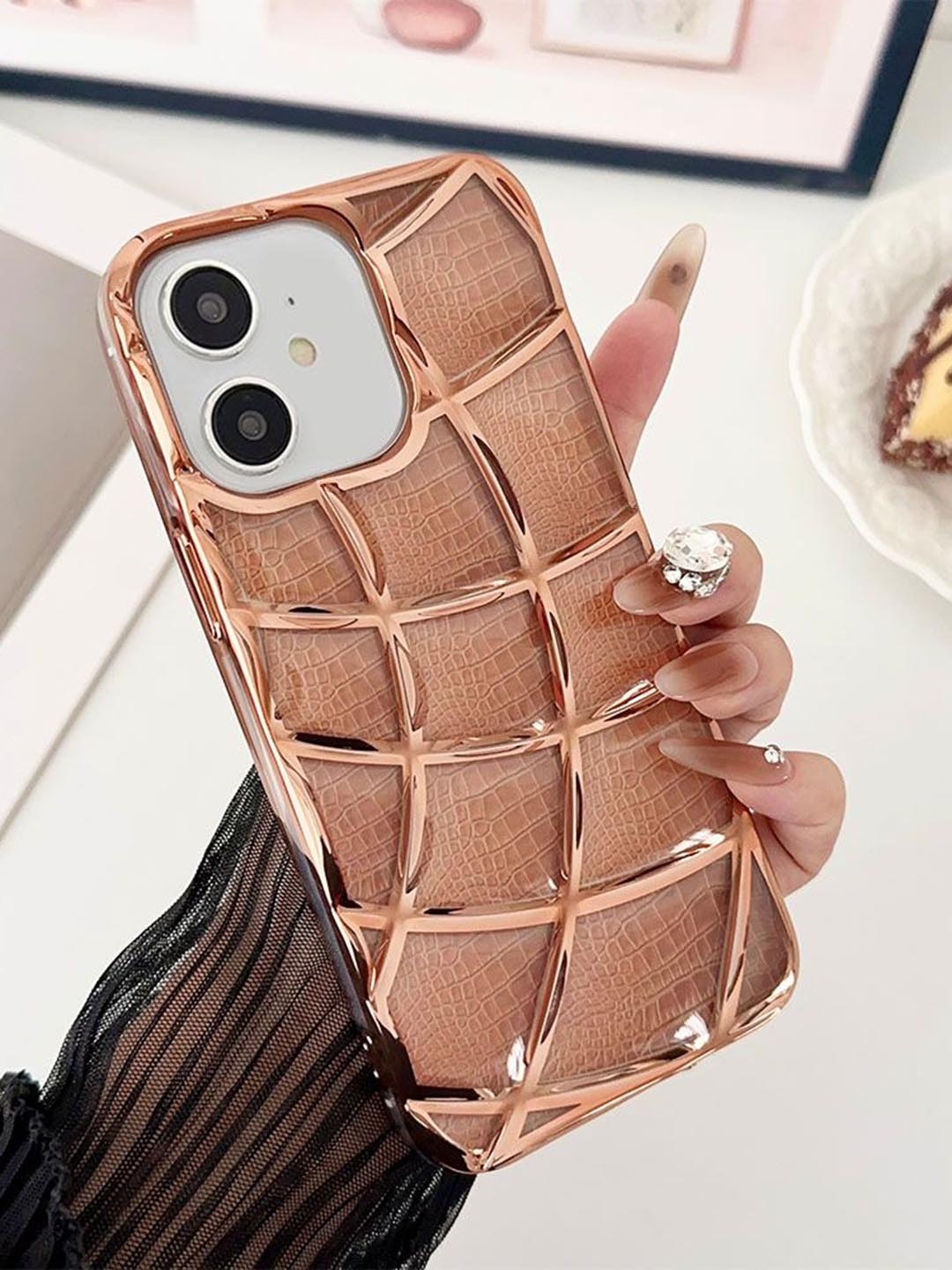 

Luxury Kase Geometric LK143 Electroplated Unique Design iPhone 12 Back Case, Gold
