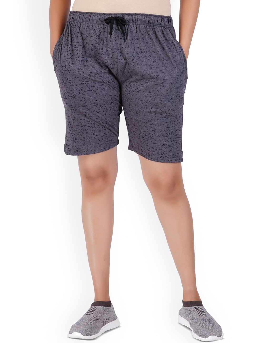 

GUIDE Women Cotton Mid-Rise Regular Fit Shorts, Grey