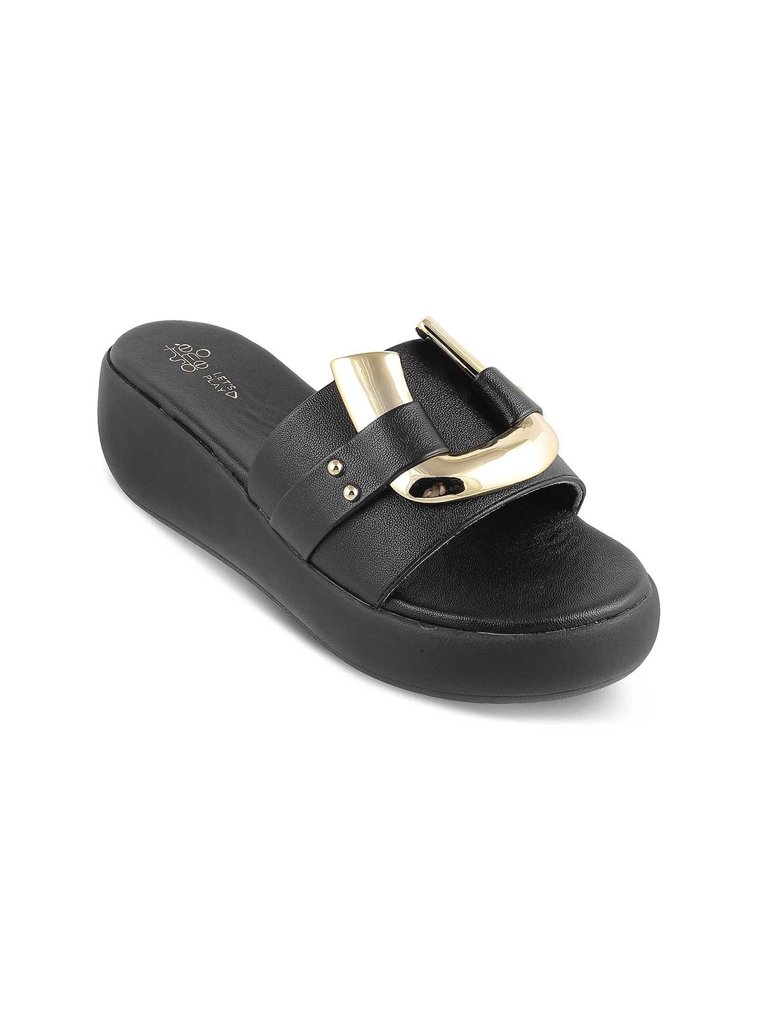 

Tresmode Women Wedge Sandals With Western - Embellished, Black