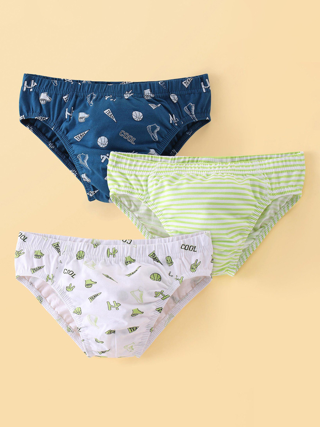 

Honeyhap Boys Pack Of 3 Printed Basic Briefs 18037613, Navy blue