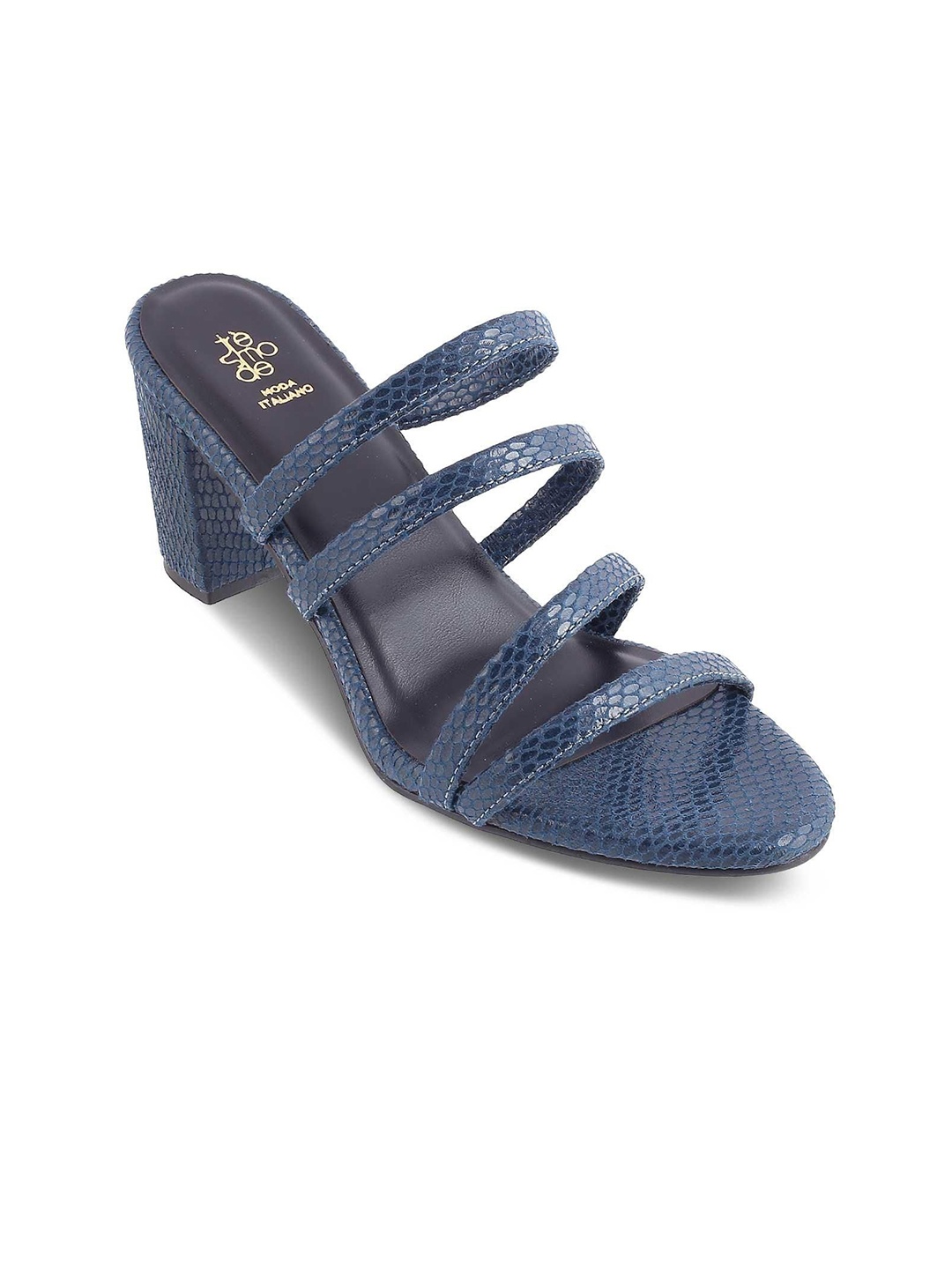

Tresmode Women Textured Block Sandals, Blue