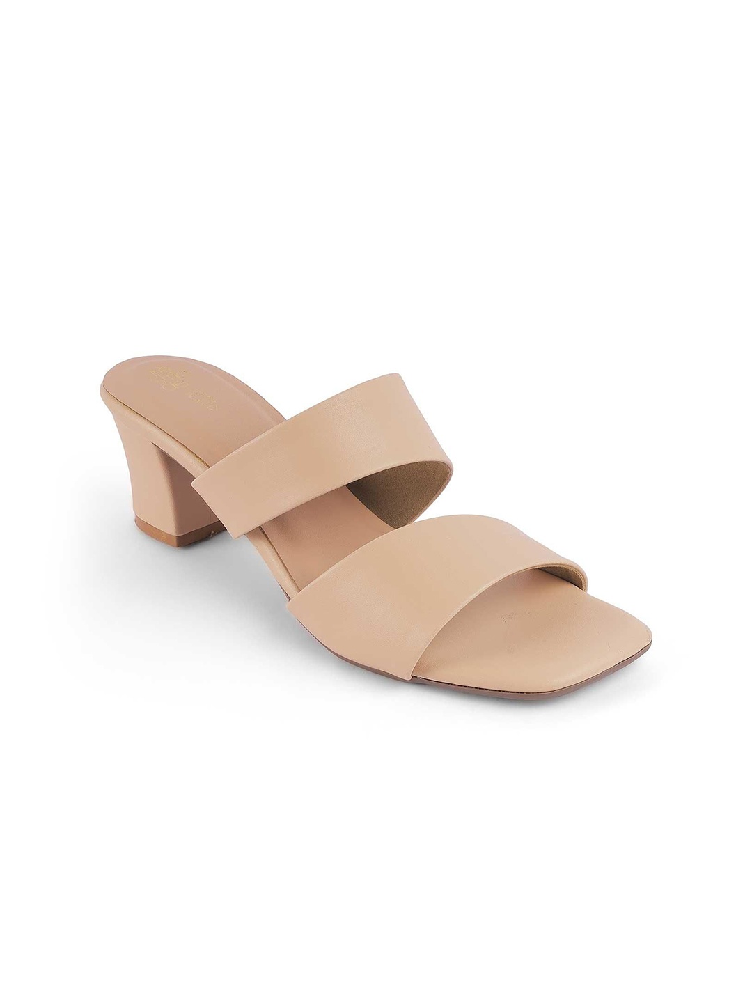 

Tresmode Women Square Toe Block Sandals, Beige