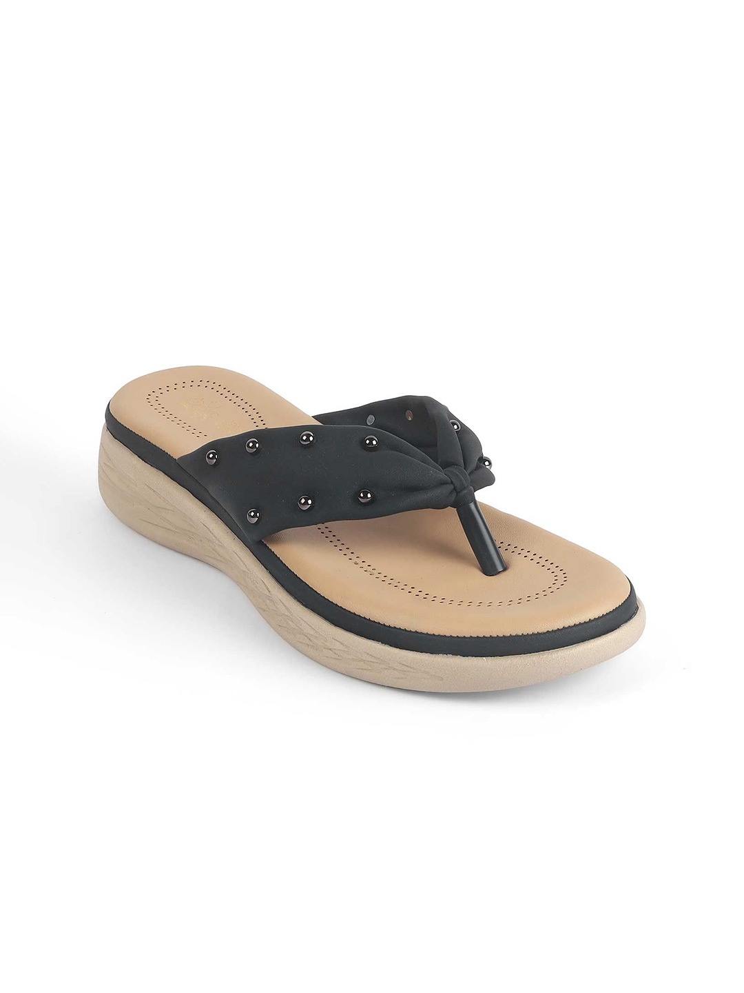 

Tresmode Women Embellished Wedge Sandals, Black