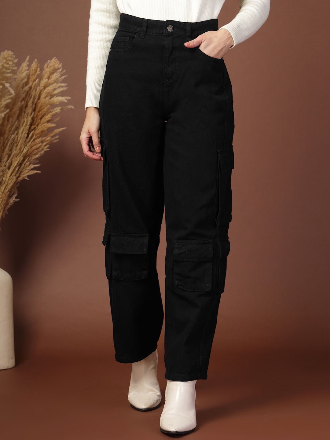 

VESTIDO MODAS Women Cotton Slim Fit High-Rise Jeans, Black