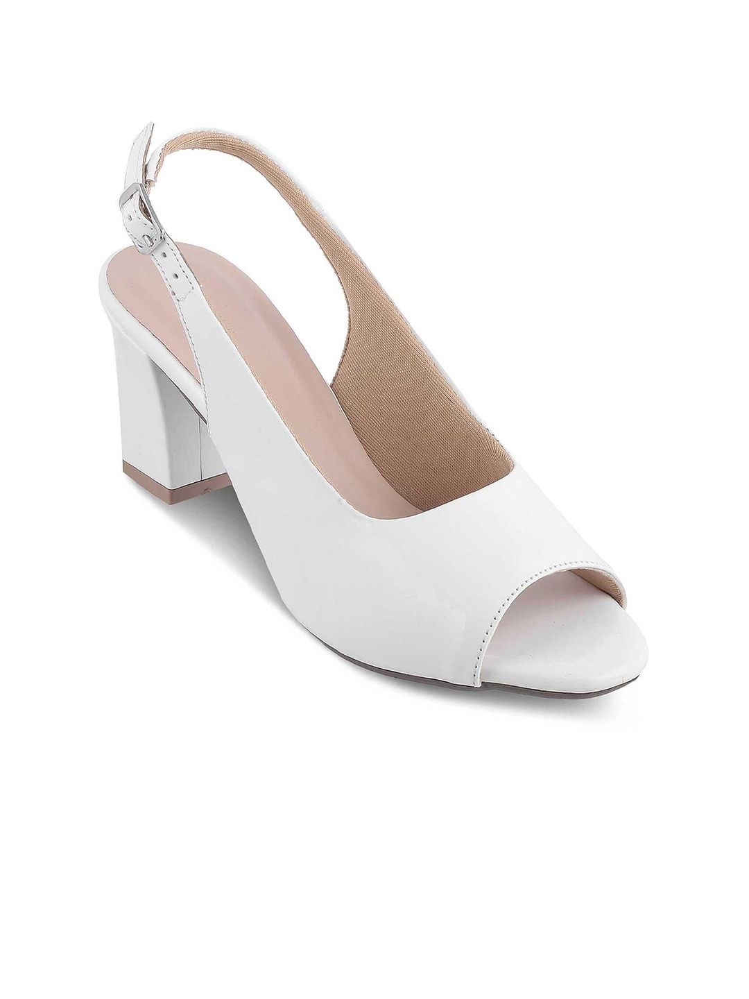 

Tresmode Women Peep Toe Block Sandals, White