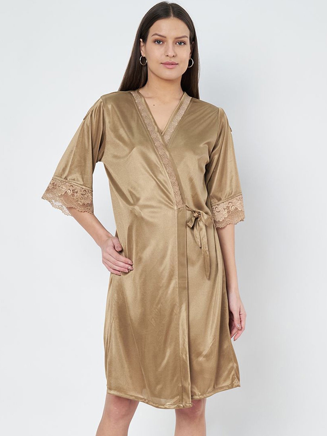 

KOI SLEEPWEAR Women Set Of 3 V-Neck Night suit, Beige