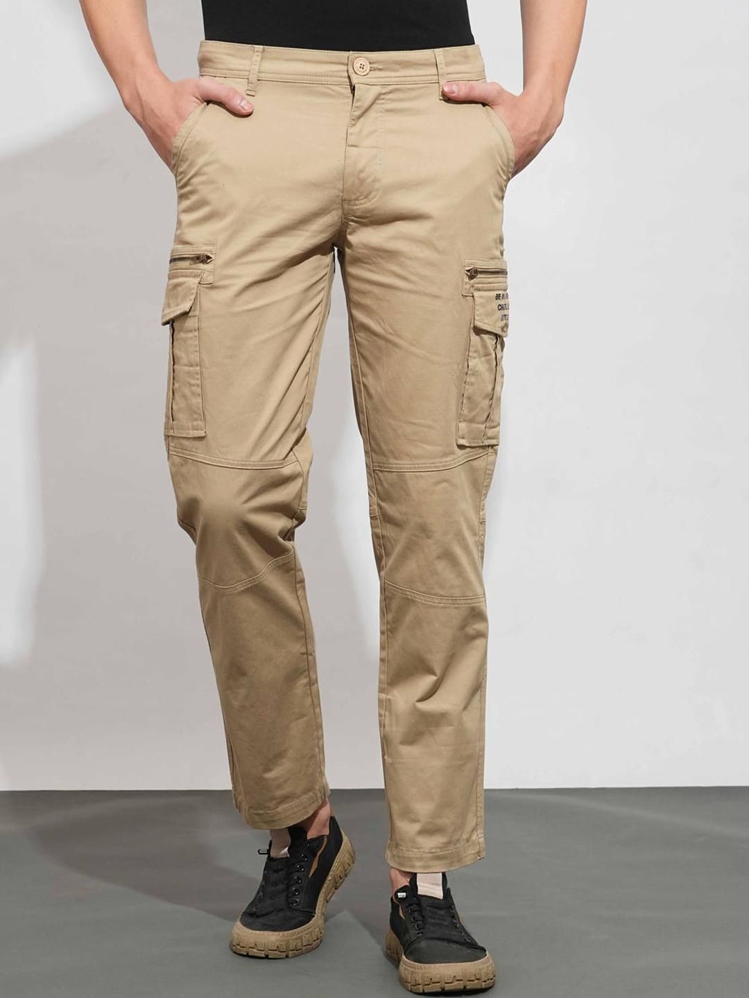 

Being Human Men Classic Slim Fit Cargo Trouser, Cream