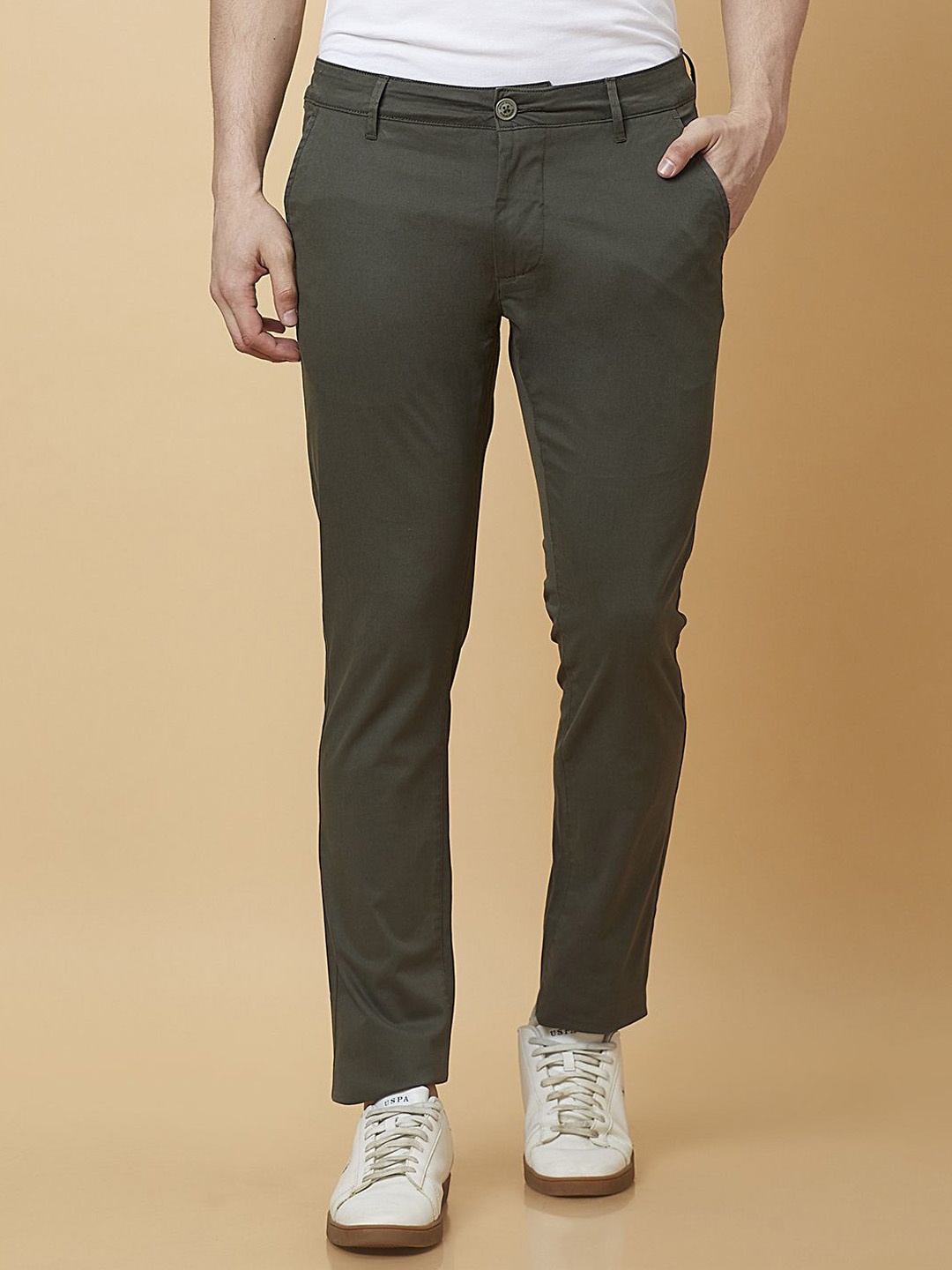 

Being Human Men Classic Slim Fit Trouser, Green