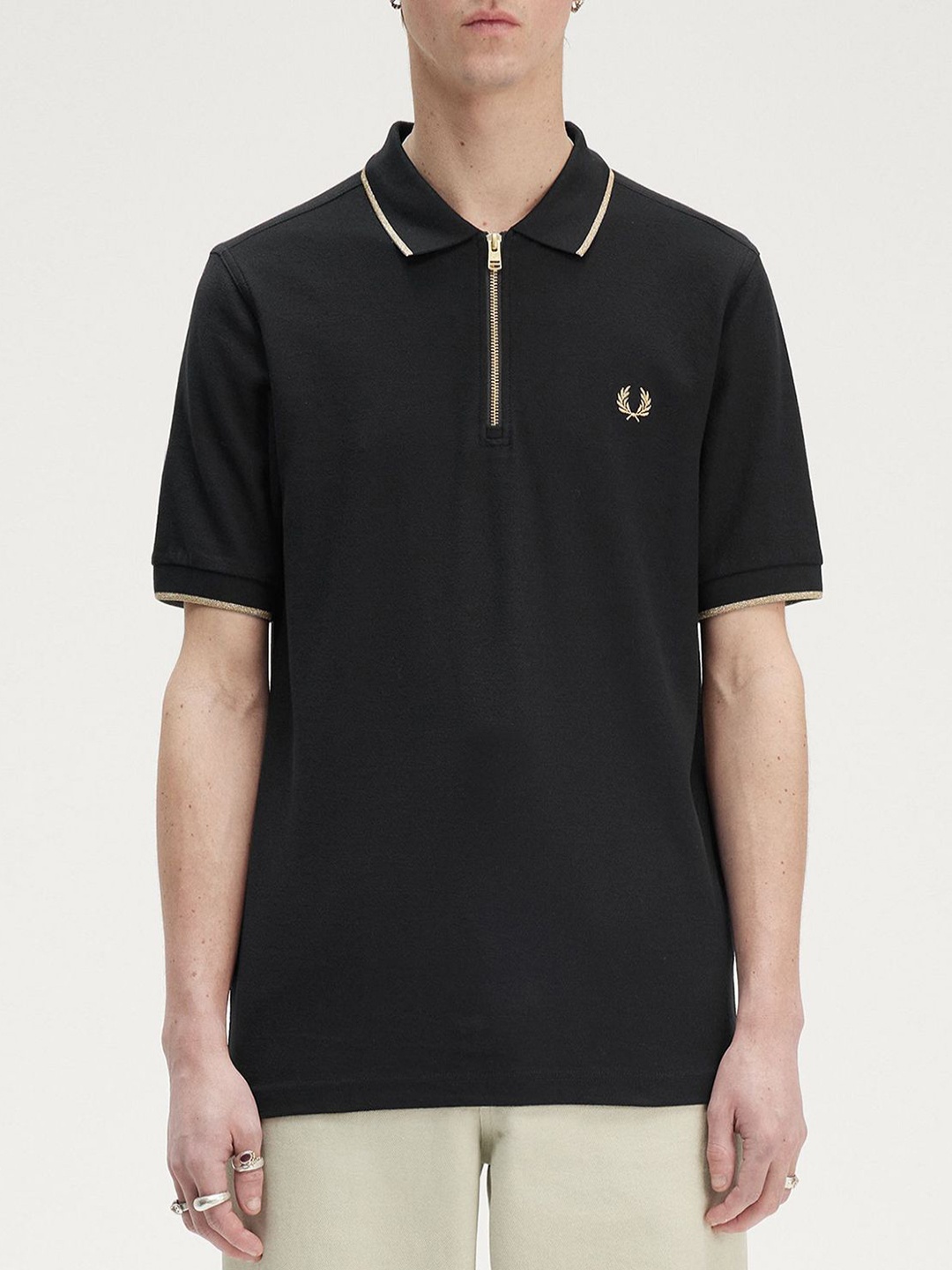 

Fred Perry Men Solid Polo Collar Cotton T-shirt, Black