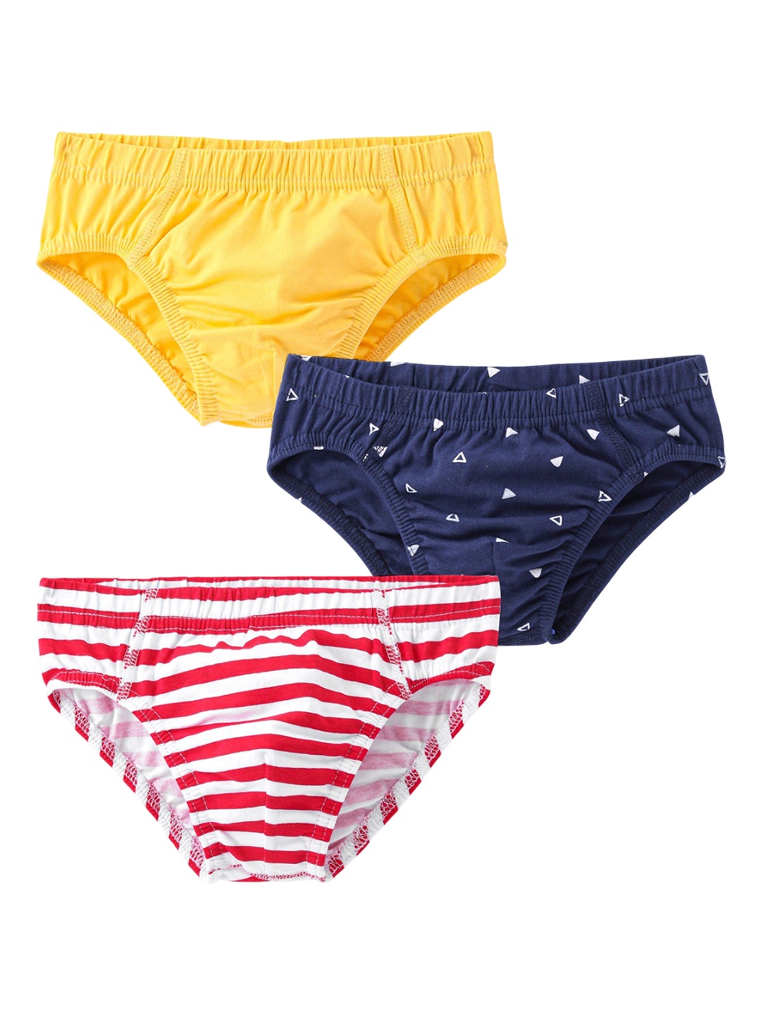 

Honeyhap Boys Pack Of 3 Striped Stretchable Basic Briefs-14126057, Navy blue
