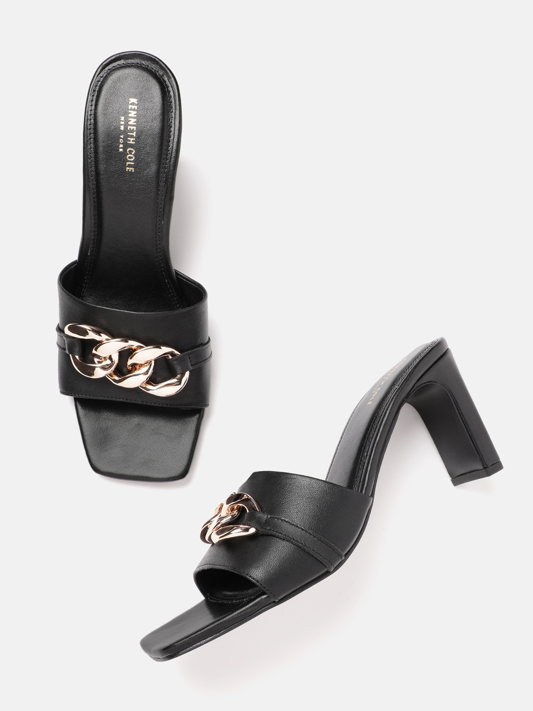 

Kenneth Cole Block Heels with Metallic Details, Black