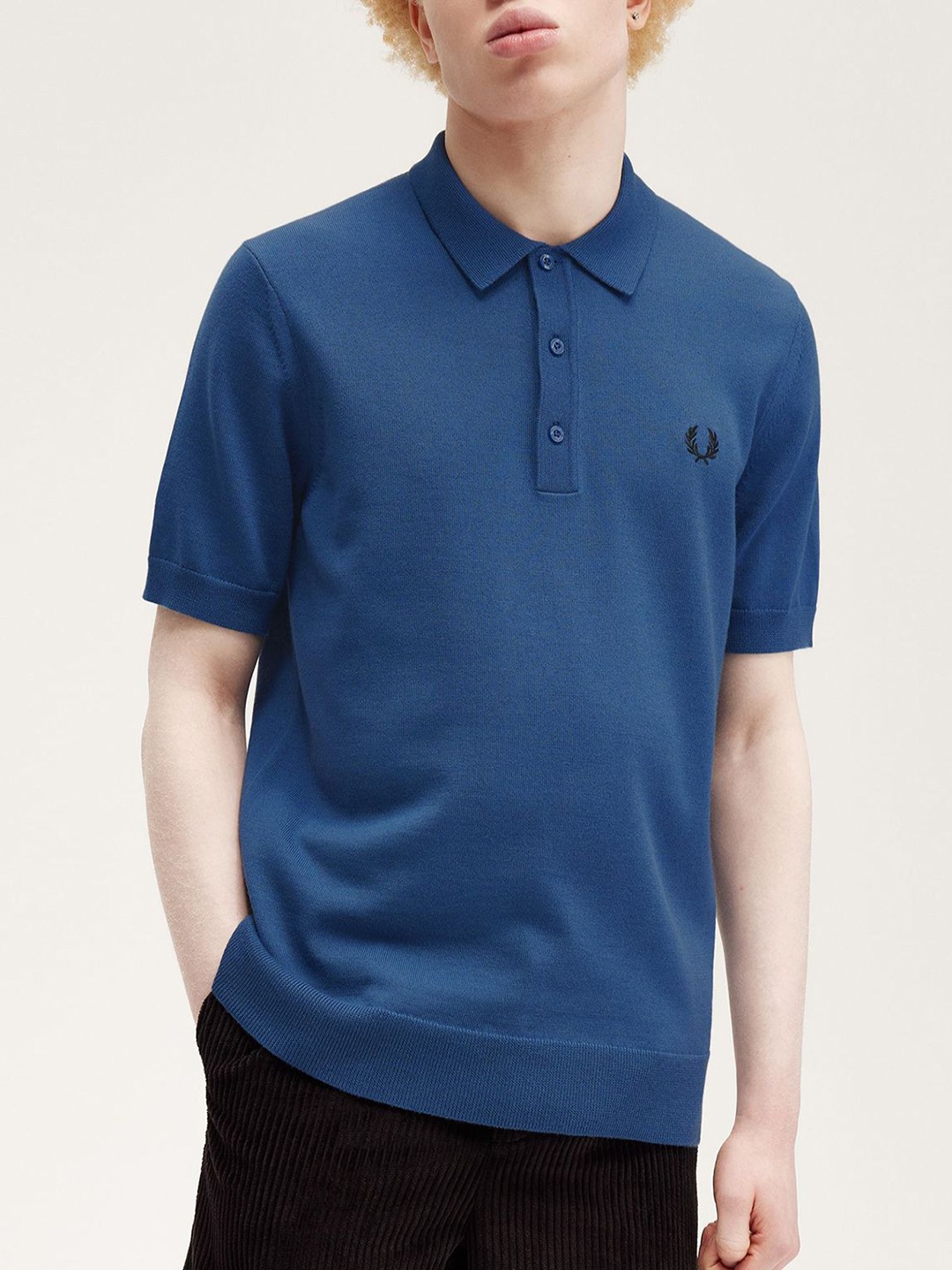 

Fred Perry Men Solid Polo Collar Cotton T-shirt, Teal