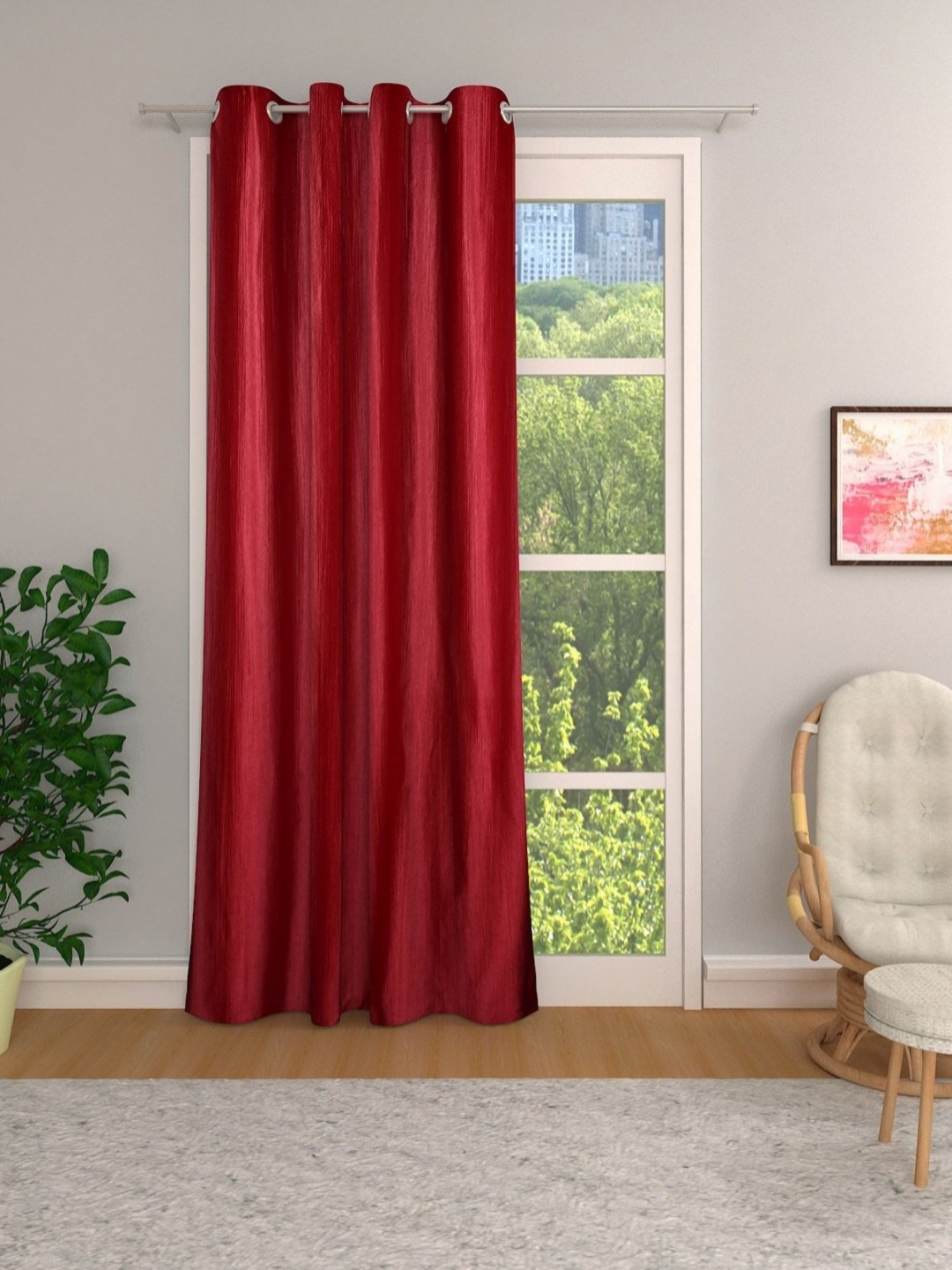 

Aura Red Room Darkening Long Door Curtain