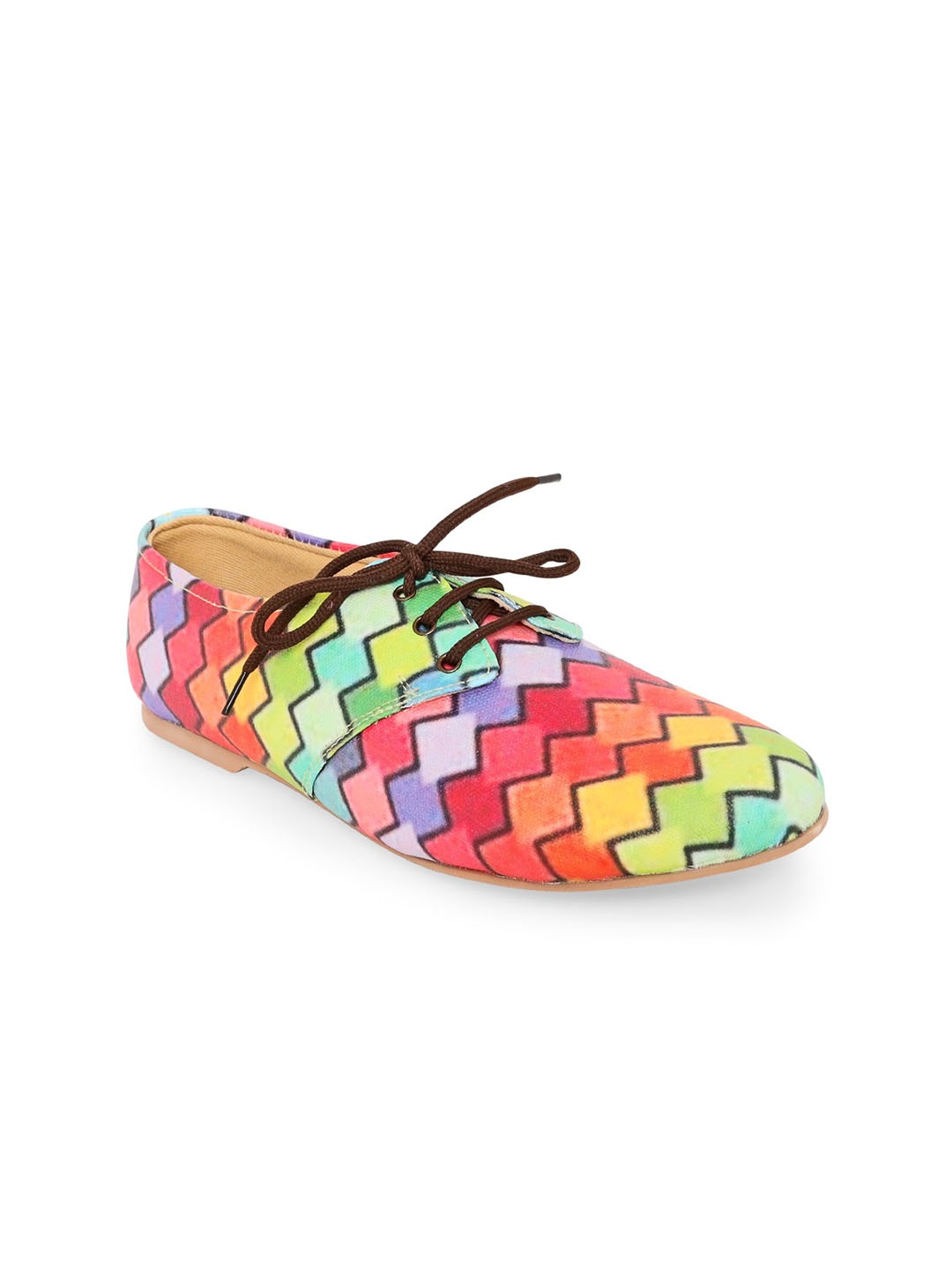 

Kanvas Women Colourful Printed Lightweight Oxford Shoes, Red