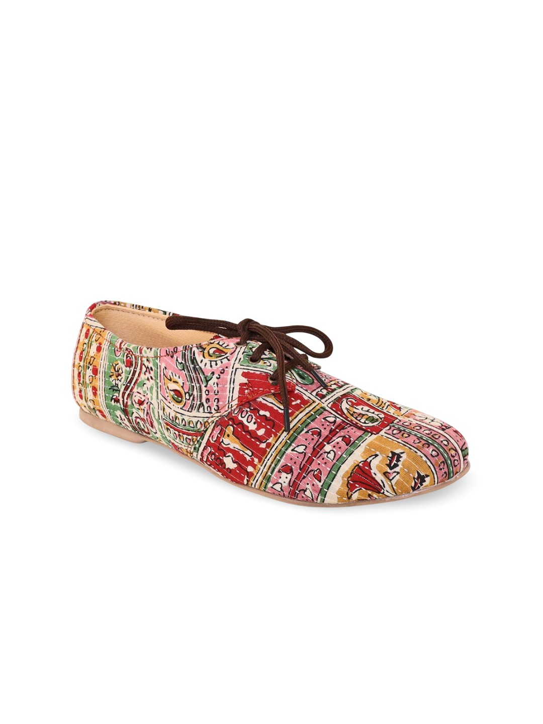 

Kanvas Women Block Artsy Lightweight Oxford Shoes, Beige