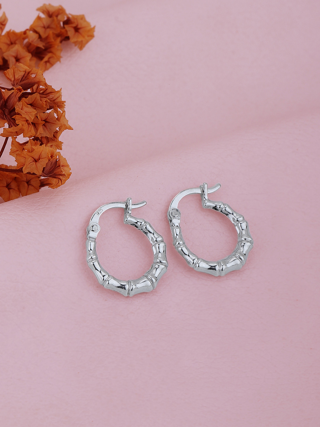 

VANBELLE Rhodium Plated 925 Sterling Silver Textured Circular Hoop Earrings