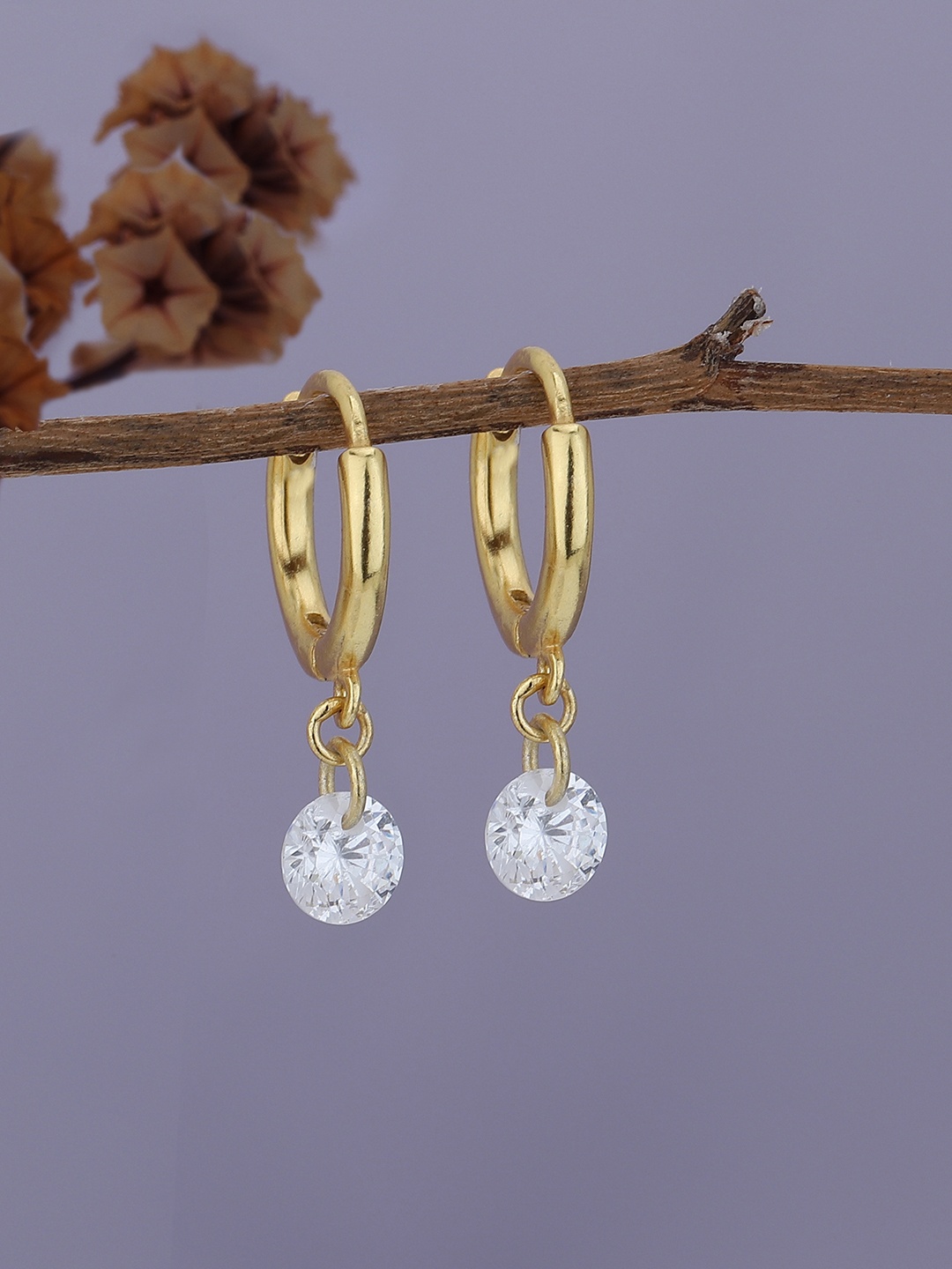

VANBELLE Gold Plated 925 Sterling Silver CZ Studded Circular Hoop Earrings