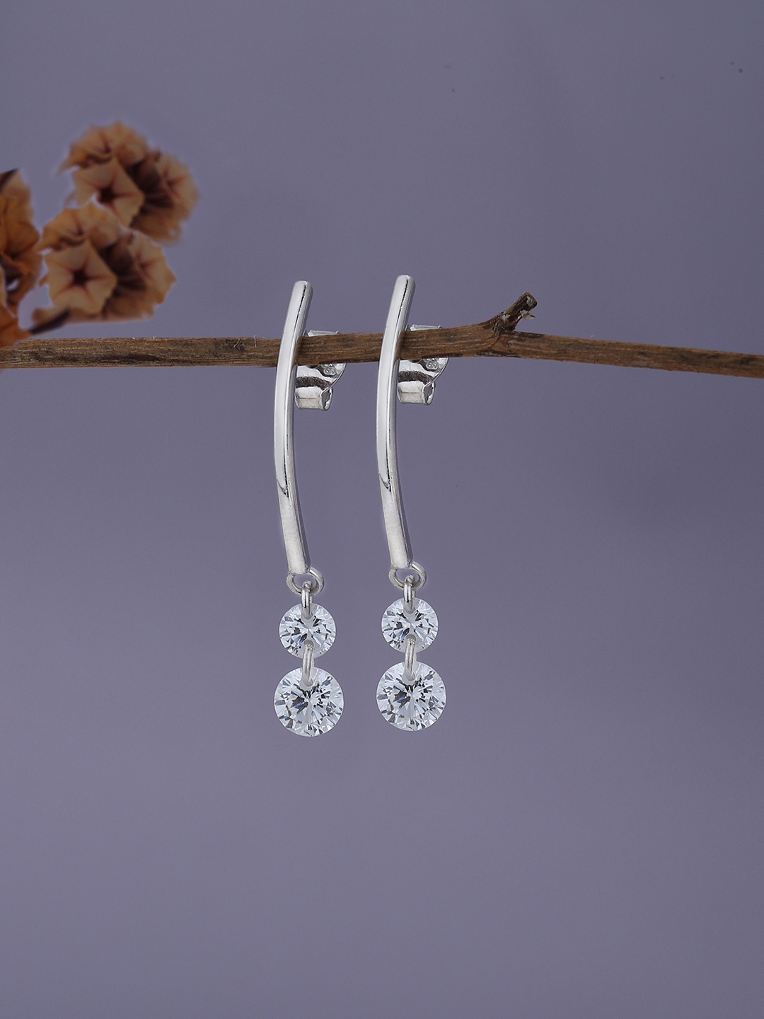 

VANBELLE 925 Sterling Silver CZ Contemporary Drop Earrings