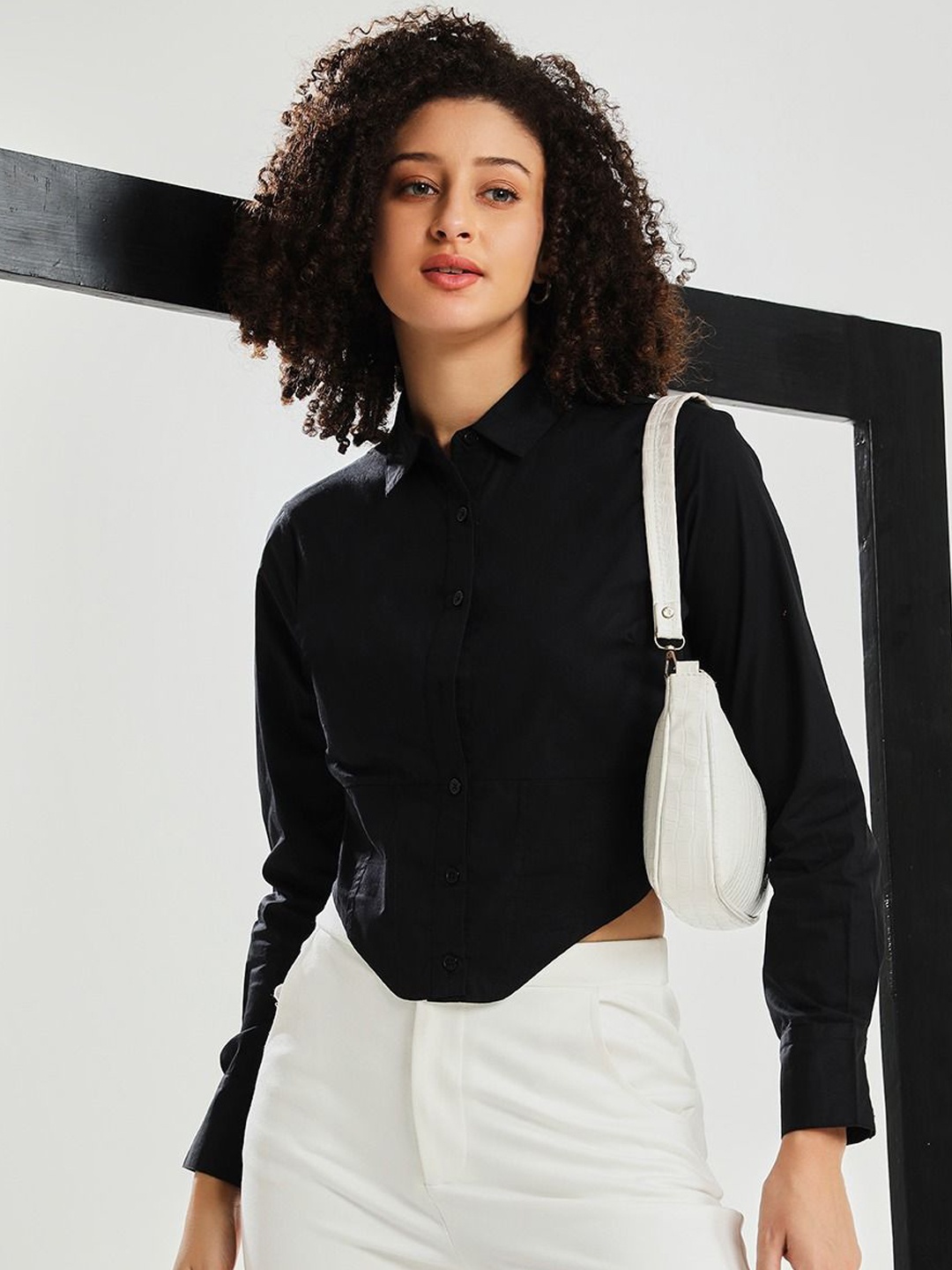 

medioasis Shirt Collar Pure Cotton Casual Shirt & Trousers, Black