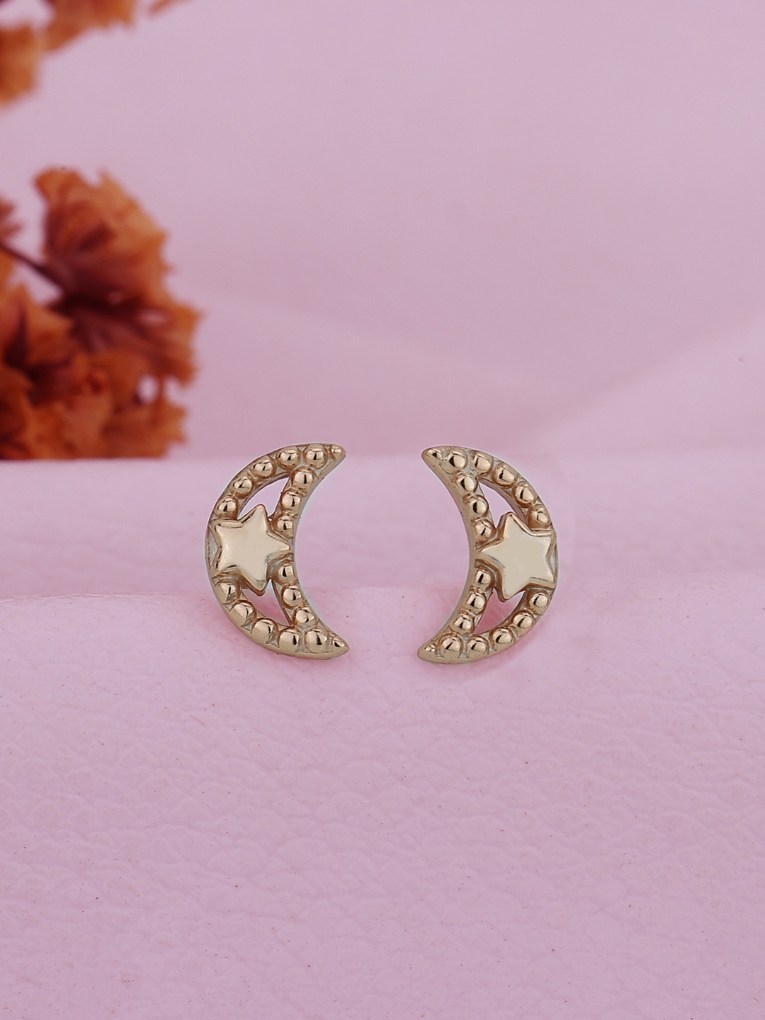 

VANBELLE 925 Sterling Silver Rose Gold-Plated Crescent Shaped Studs