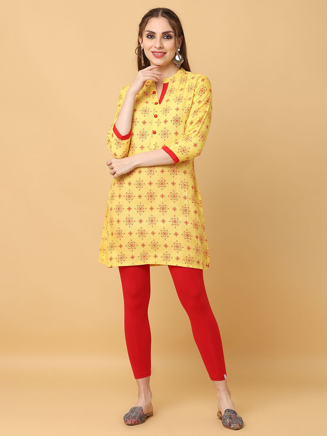 

AAYUMI Women Ethnic Motifs Printed Kurti, Yellow