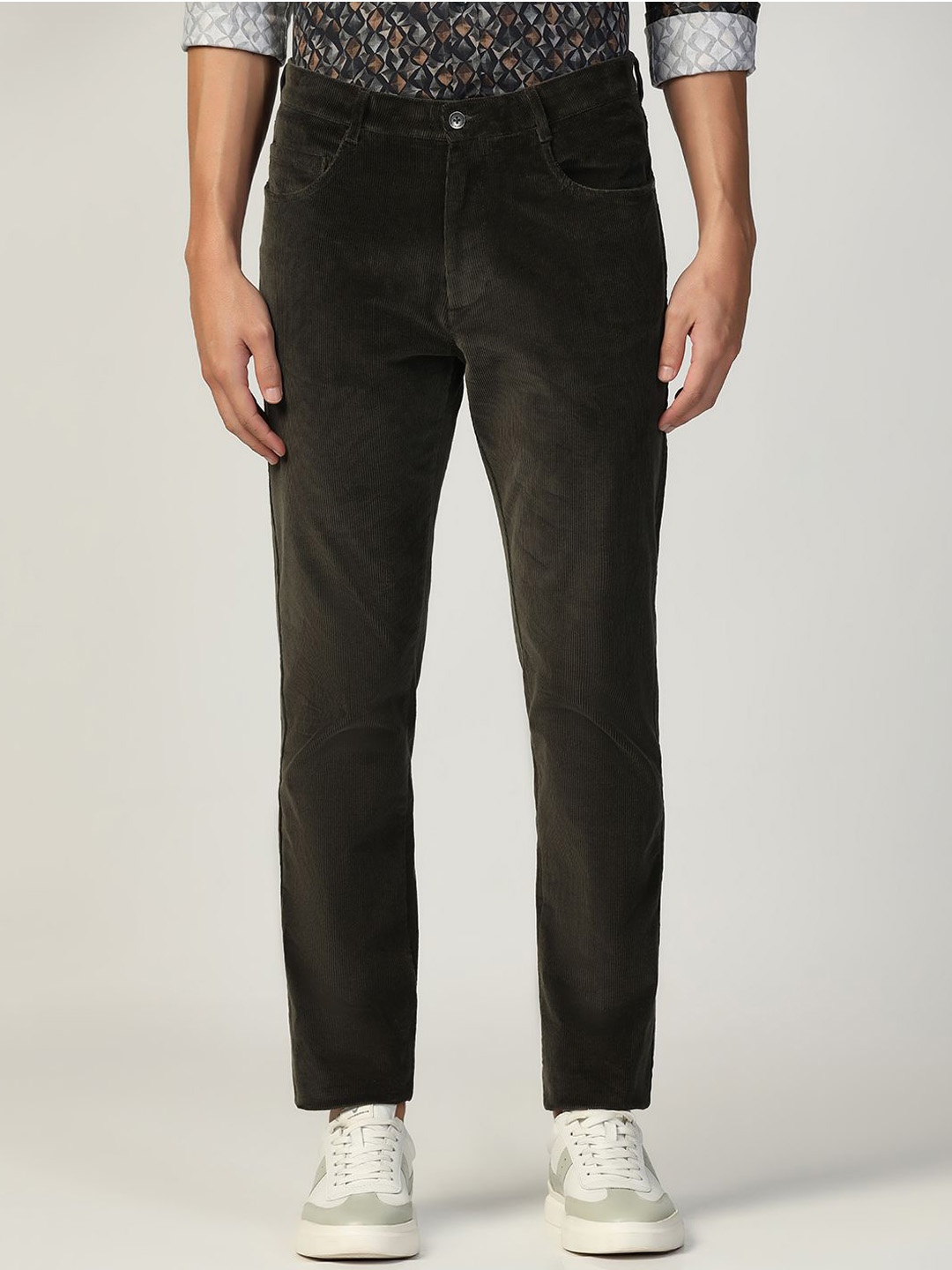 

Blackberrys Men Urban Slim Mid-Rise Cotton Trouser, Olive