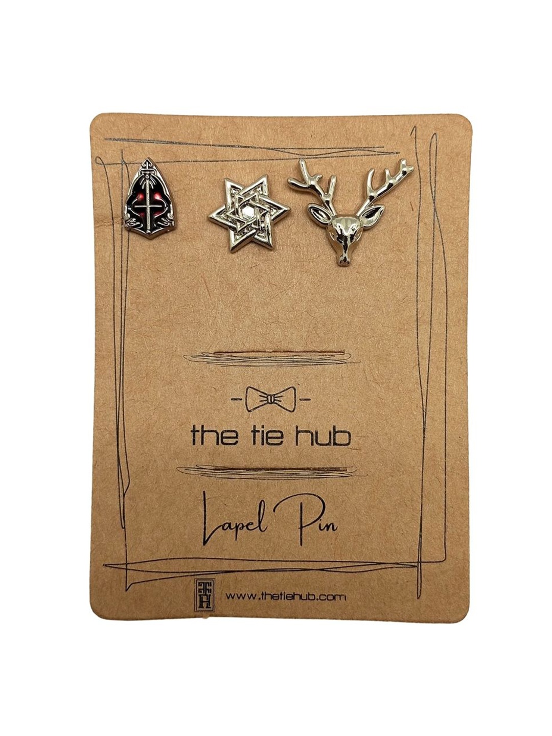 

The Tie Hub Men Set Of 3 Lapel Pink Brooch, Gold